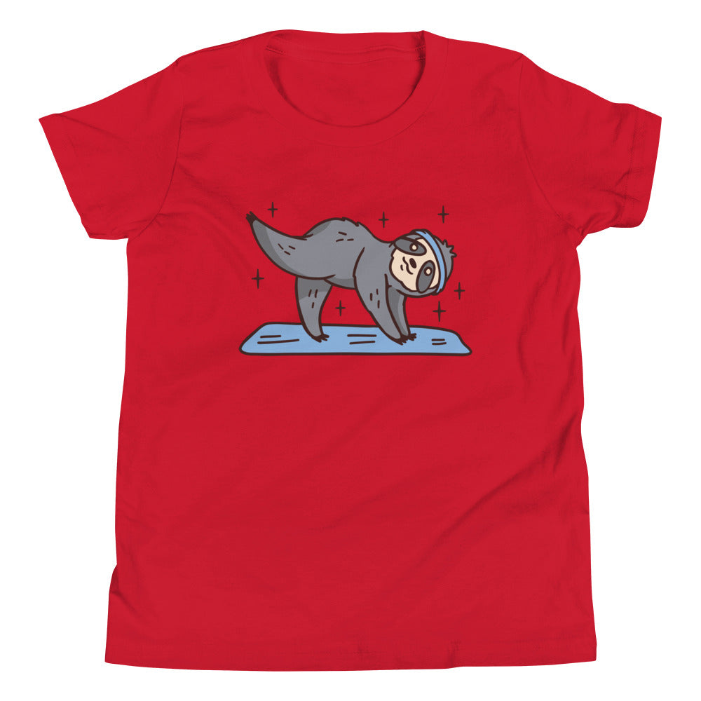 Yoga Sloth Children's T-Shirt in Red