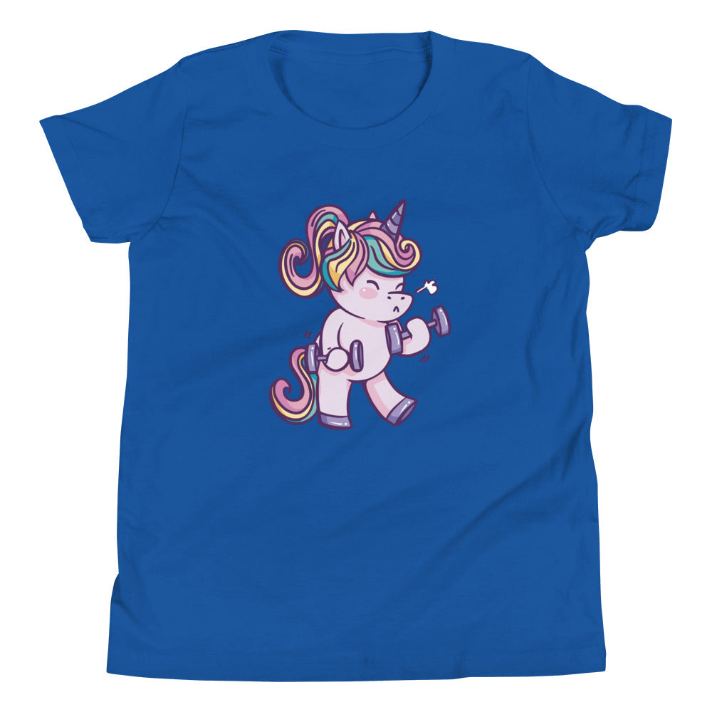 Weightlifting Unicorn Children's T-Shirt in True Royal