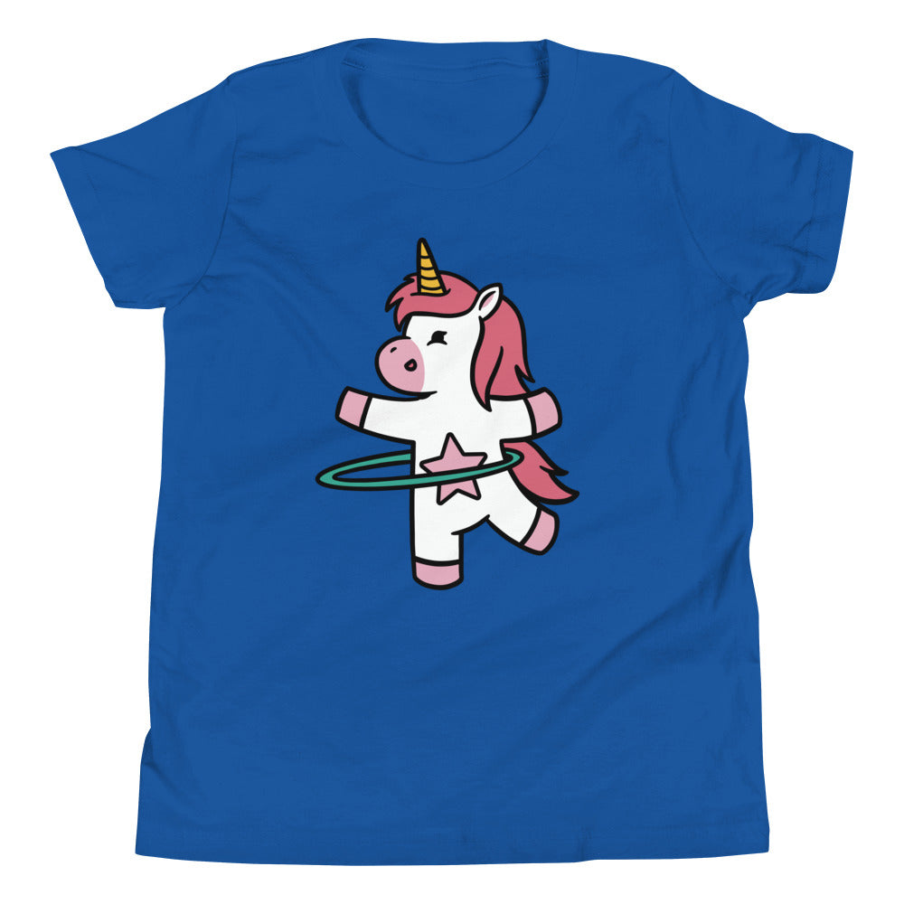 Hula Hooping Unicorn Children's T-Shirt in True Royal