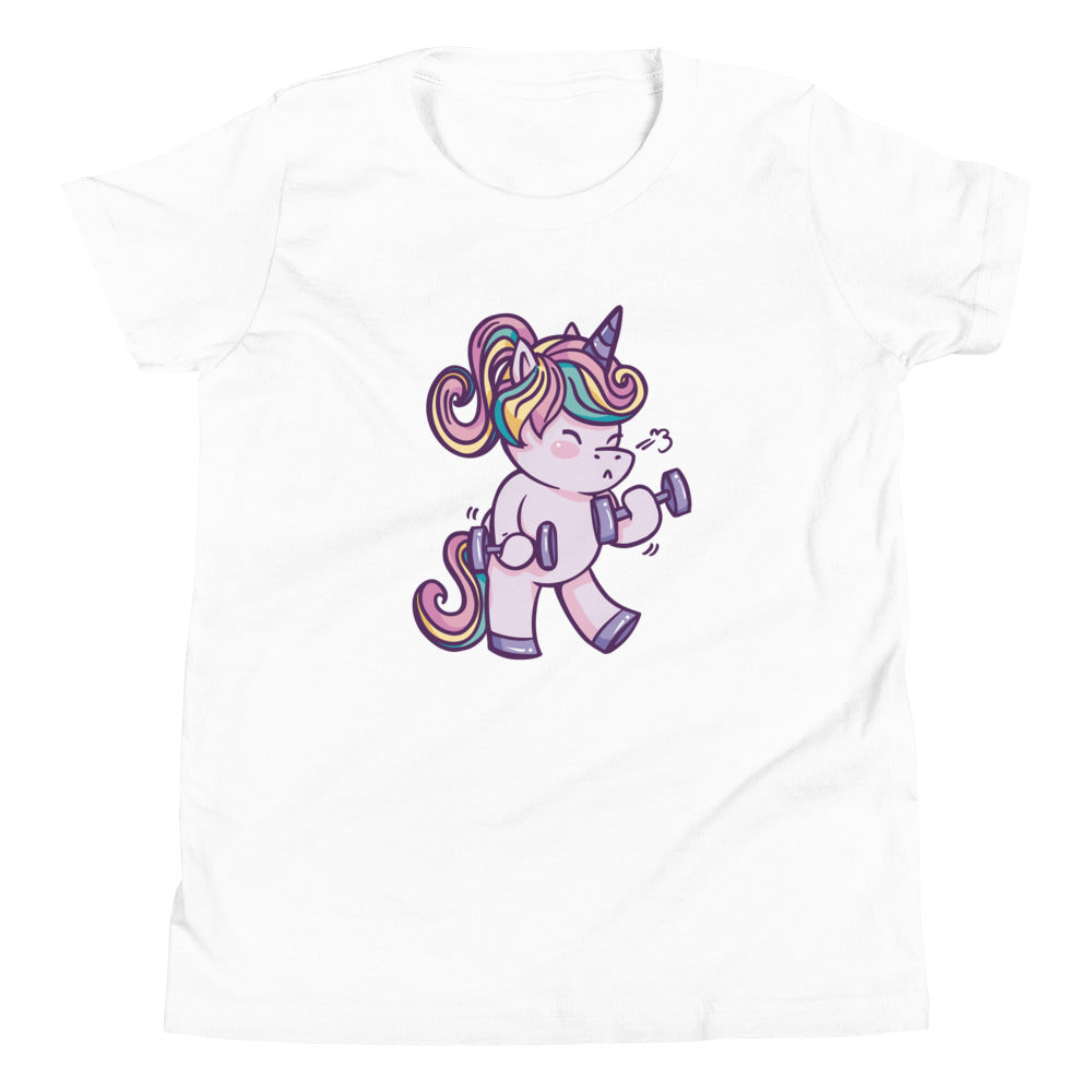 Weightlifting Unicorn Children's T-Shirt in White