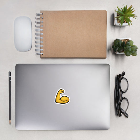 Flexed bicep emoji gym sticker - small