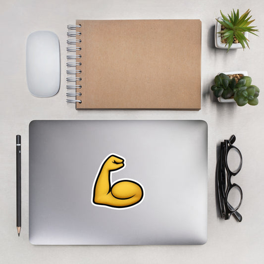 Flexed bicep emoji gym sticker - large