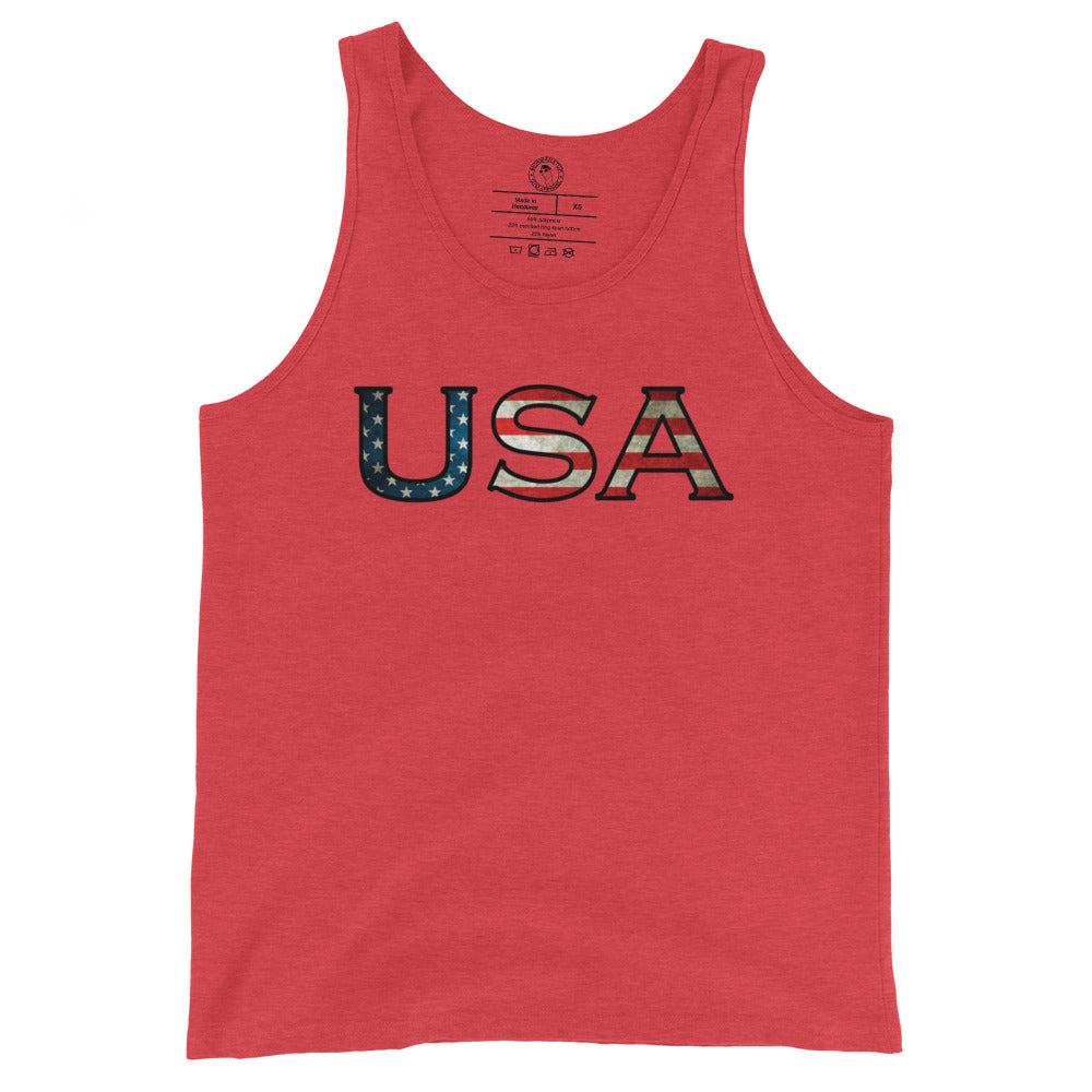 Men's USA Tank Top in Red Triblend