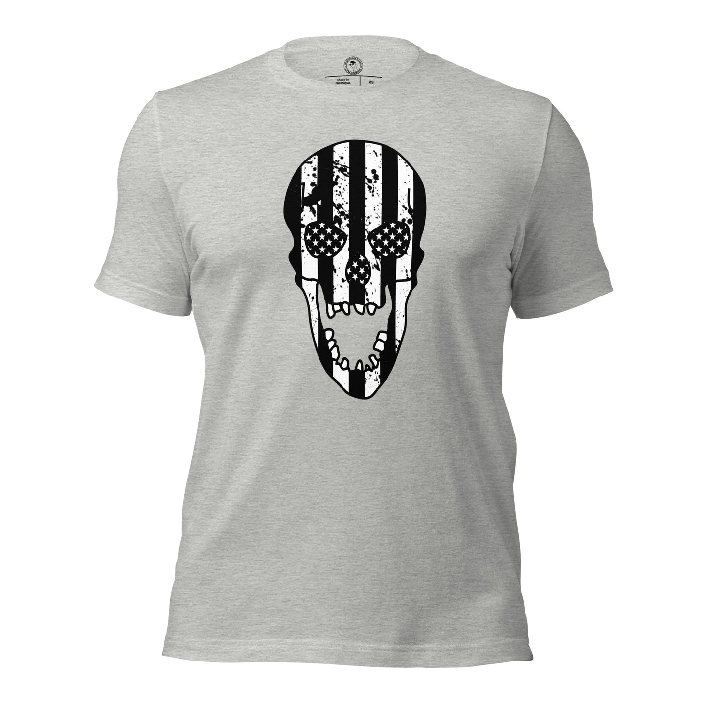 Blacked-Out USA Skull Shirt in Athletic Heather