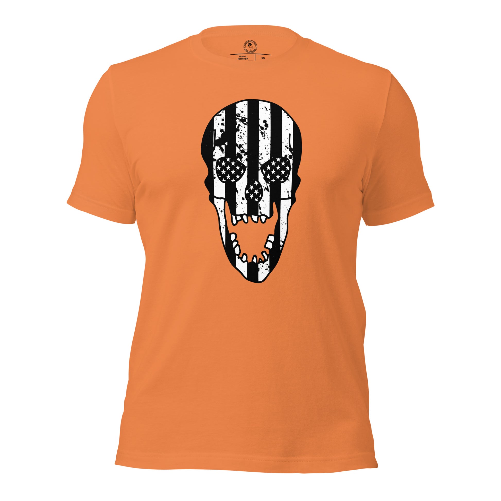 Blacked-Out USA Skull Shirt in Burnt Orange