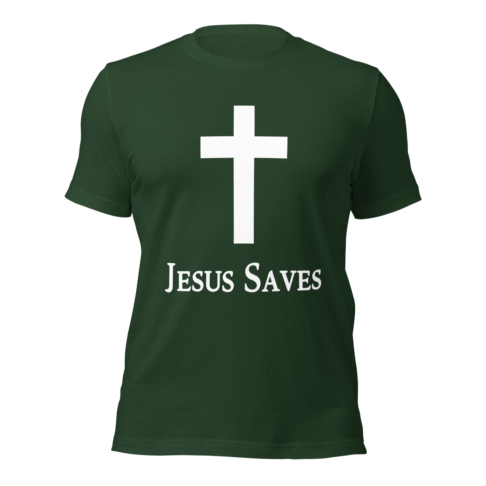 Jesus Saves Christian T-Shirt in Forest Green