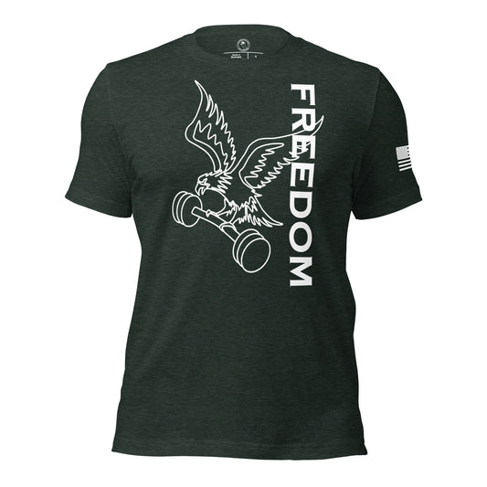 Reversed Freedom Eagle Barbell Shirt in Heather Forest