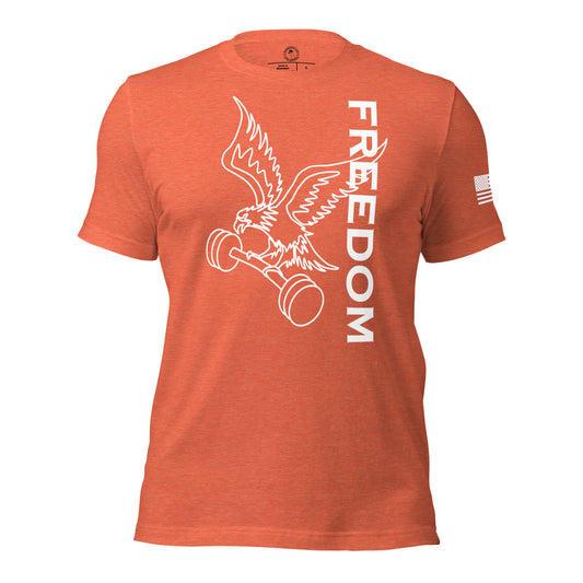 Reversed Freedom Eagle Barbell Shirt in Heather Orange