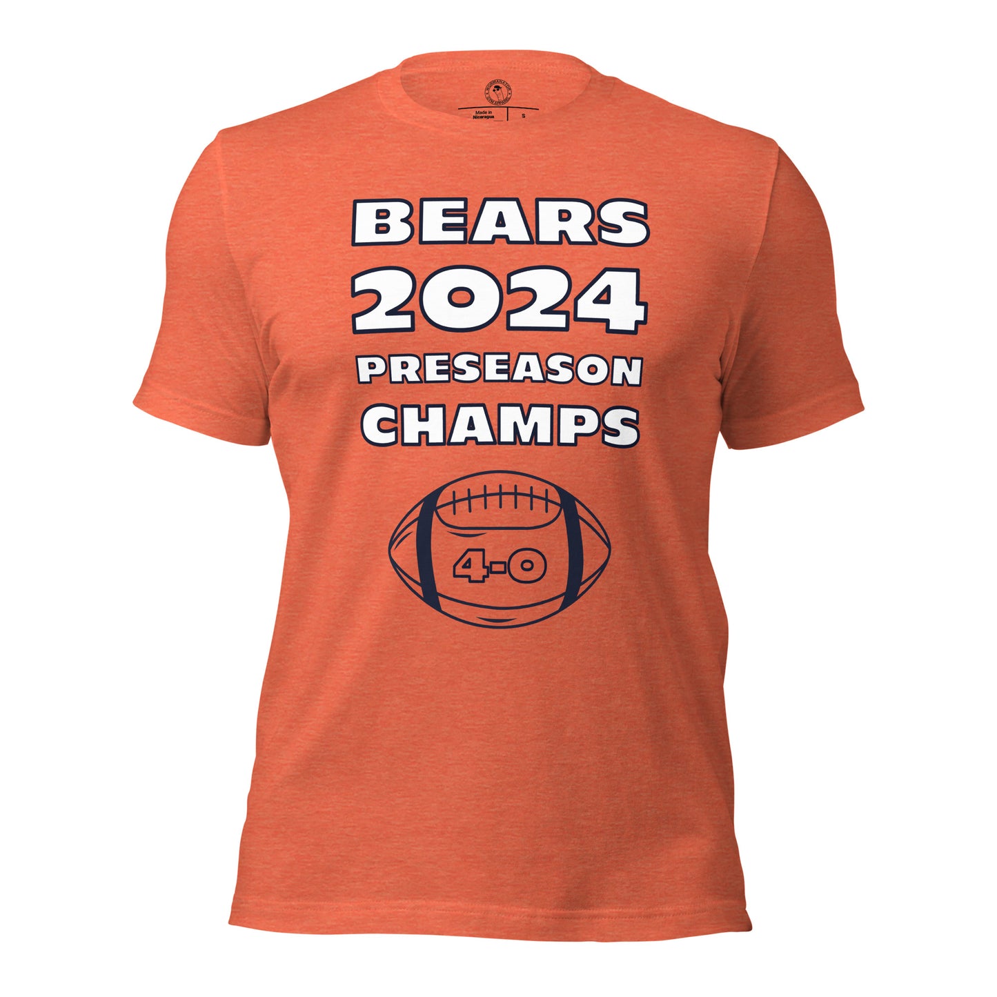 Chicago Bears 2024 Preseason Champions Shirt in Heather Orange