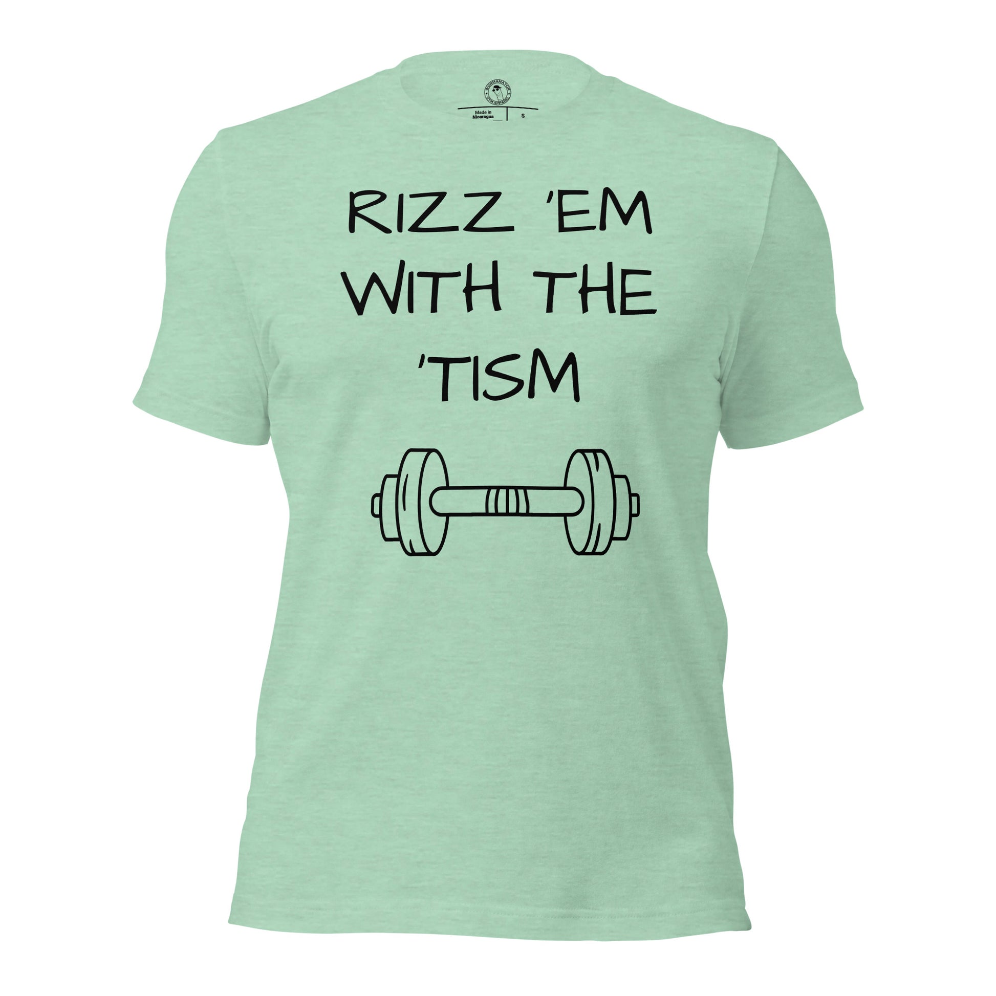 Rizz 'em with the 'tism t-shirt in heather prism mint