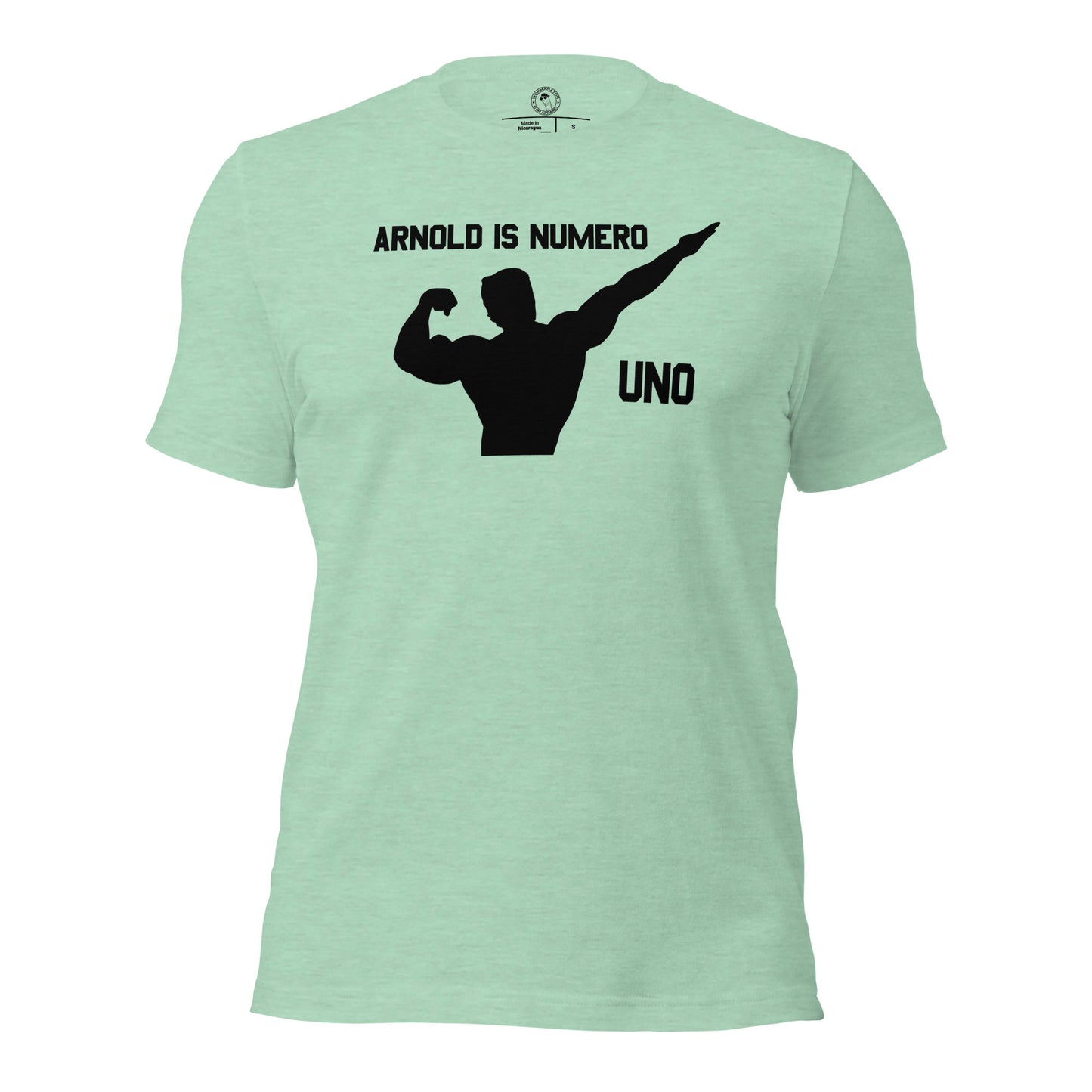 Arnold is Numero Uno Shirt Schwarzenegger Mr. Olympia in Heather Prism Mint