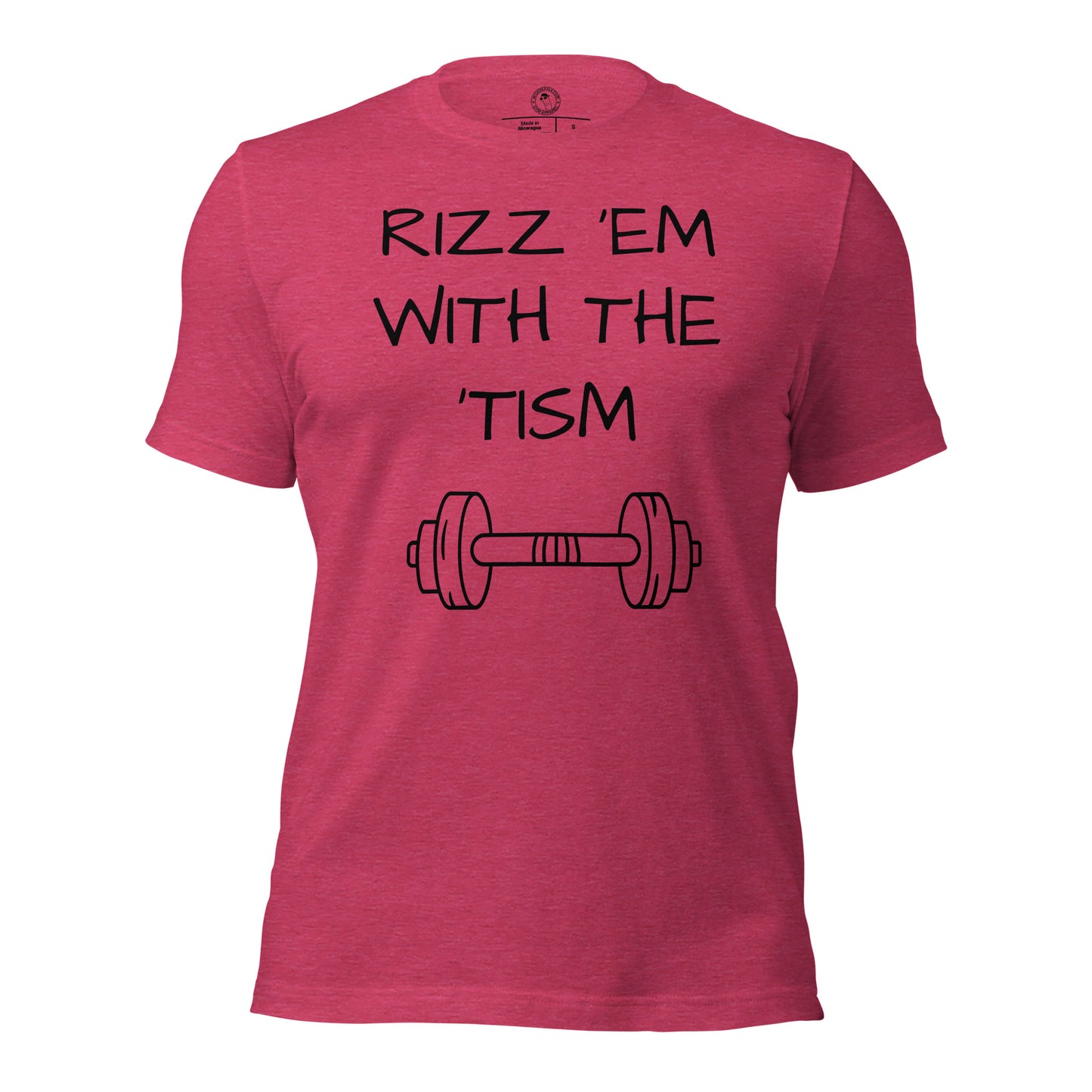 Rizz 'em with the 'tism t-shirt in heather raspberry