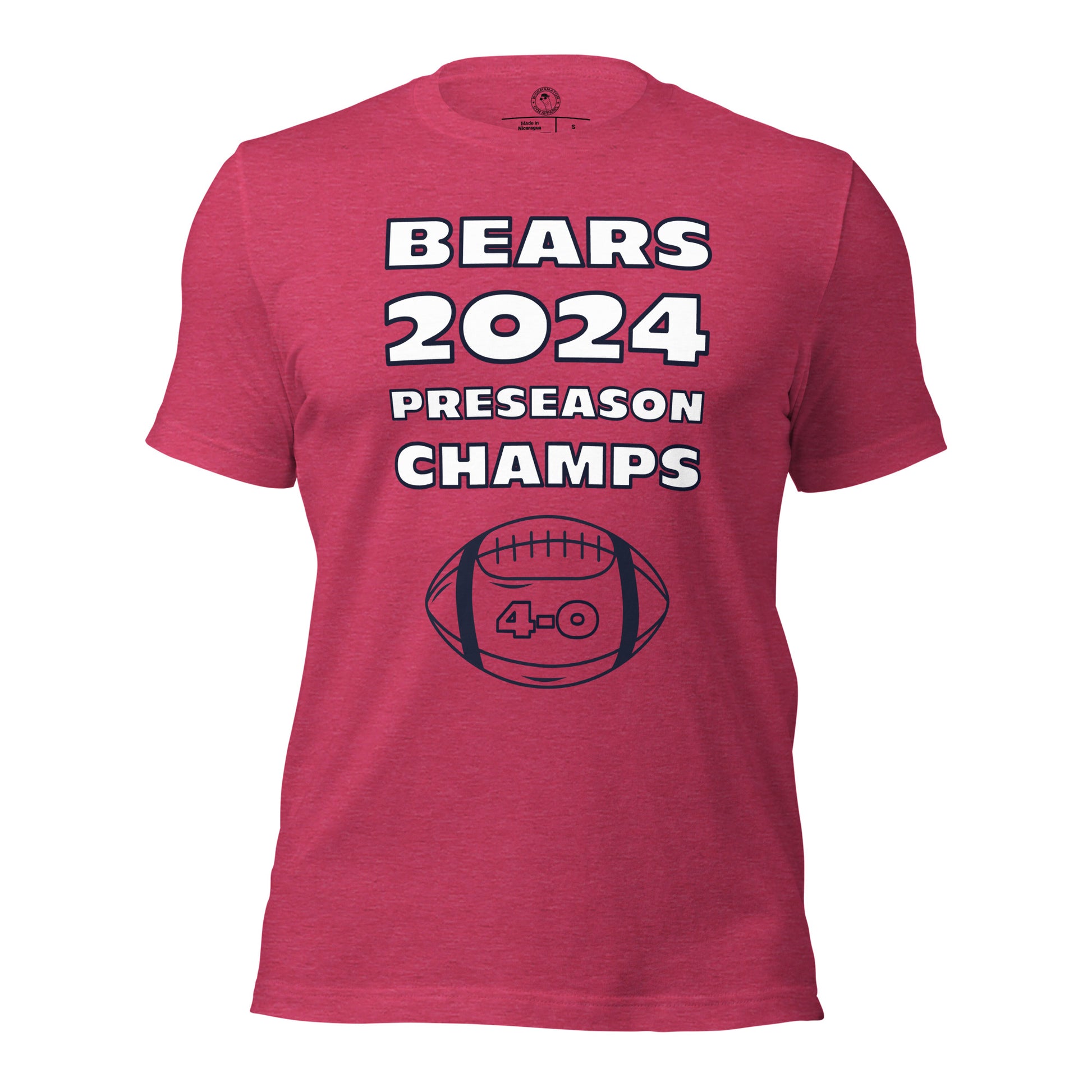 Chicago Bears 2024 Preseason Champions Shirt in Heather Raspberry