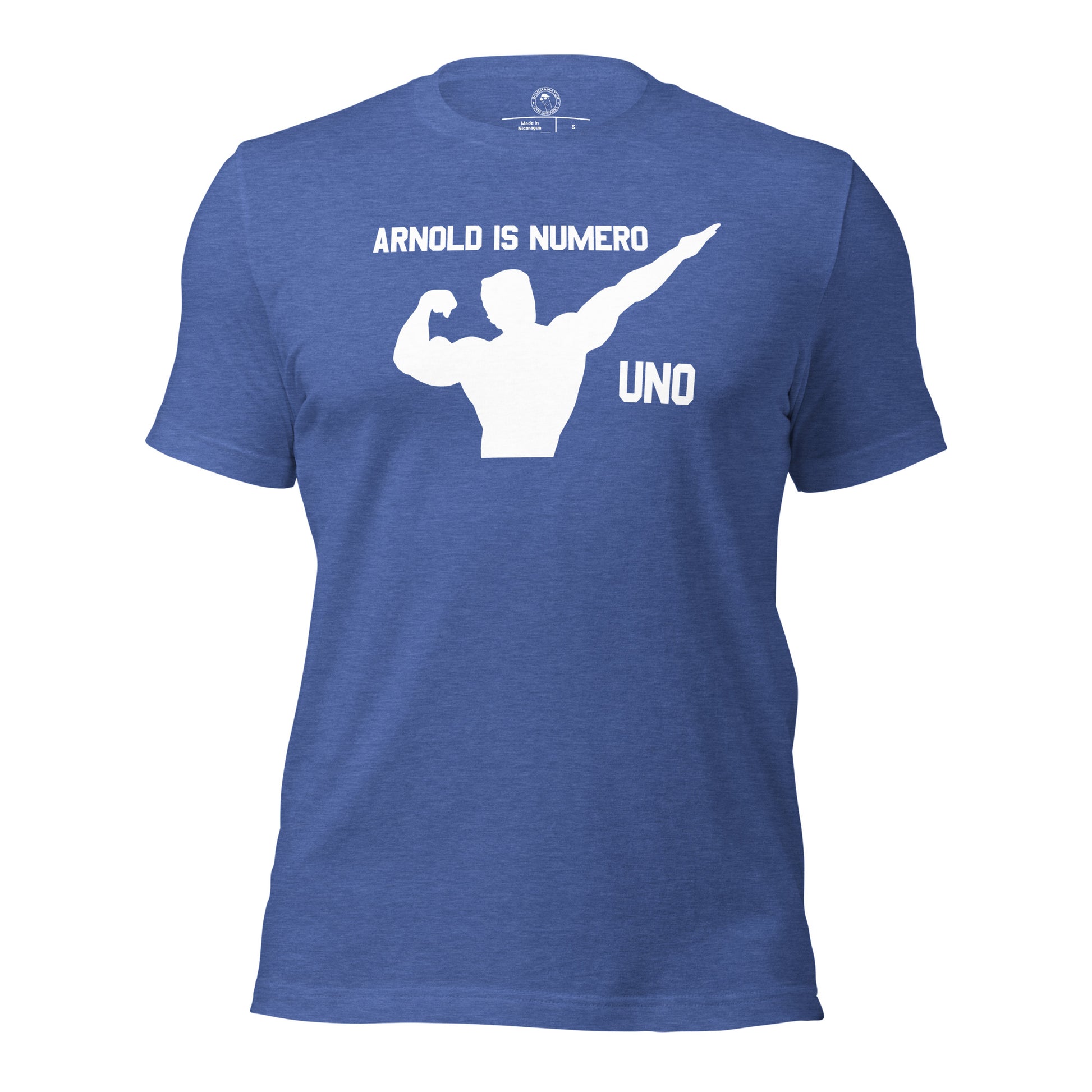 Arnold is Numero Uno Shirt Schwarzenegger Mr. Olympia in Heather True Royal