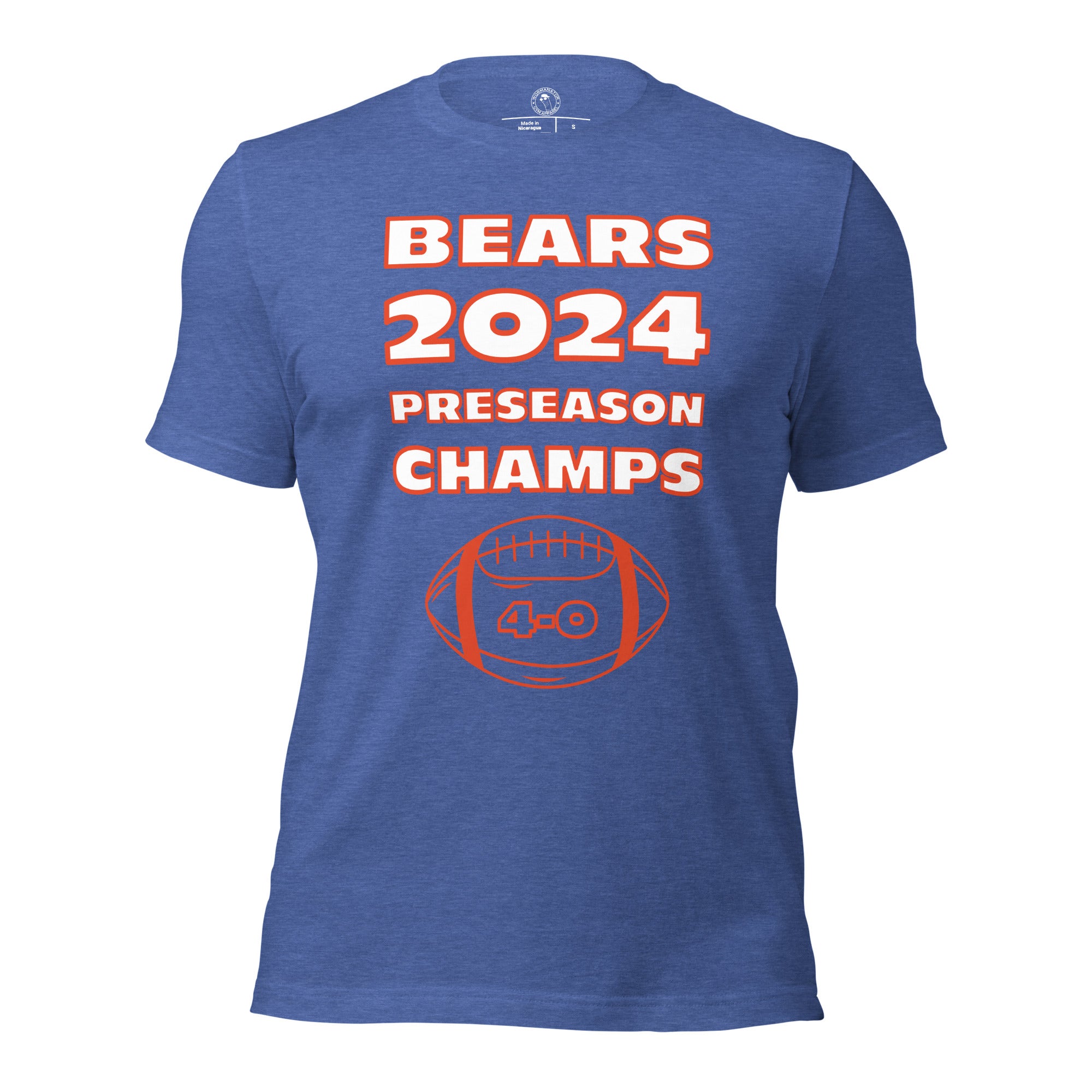 Chicago Bears 2024 Preseason Champs Shirt Heather True Royal L