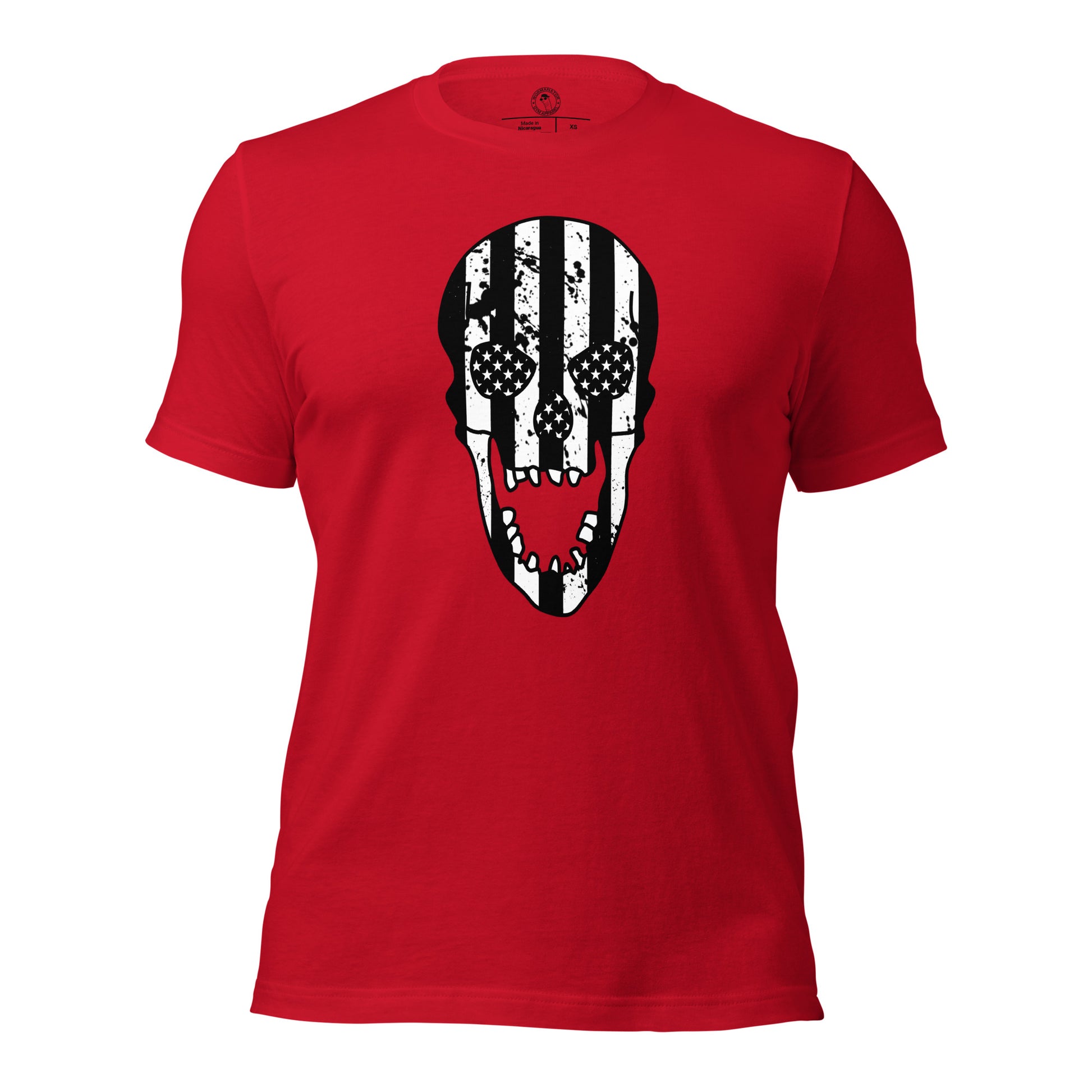 Blacked-Out USA Skull Shirt in Red