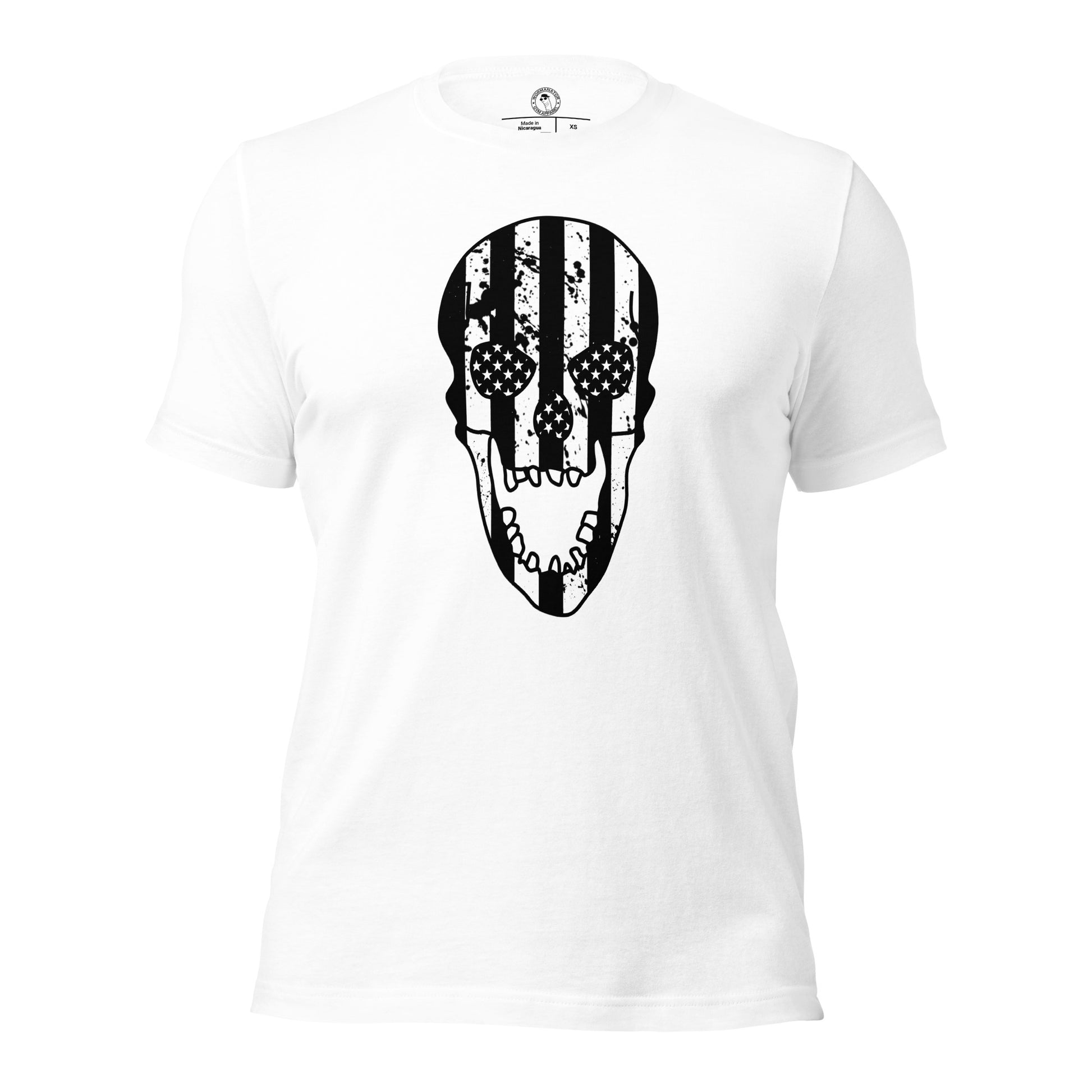 Blacked-Out USA Skull Shirt in White