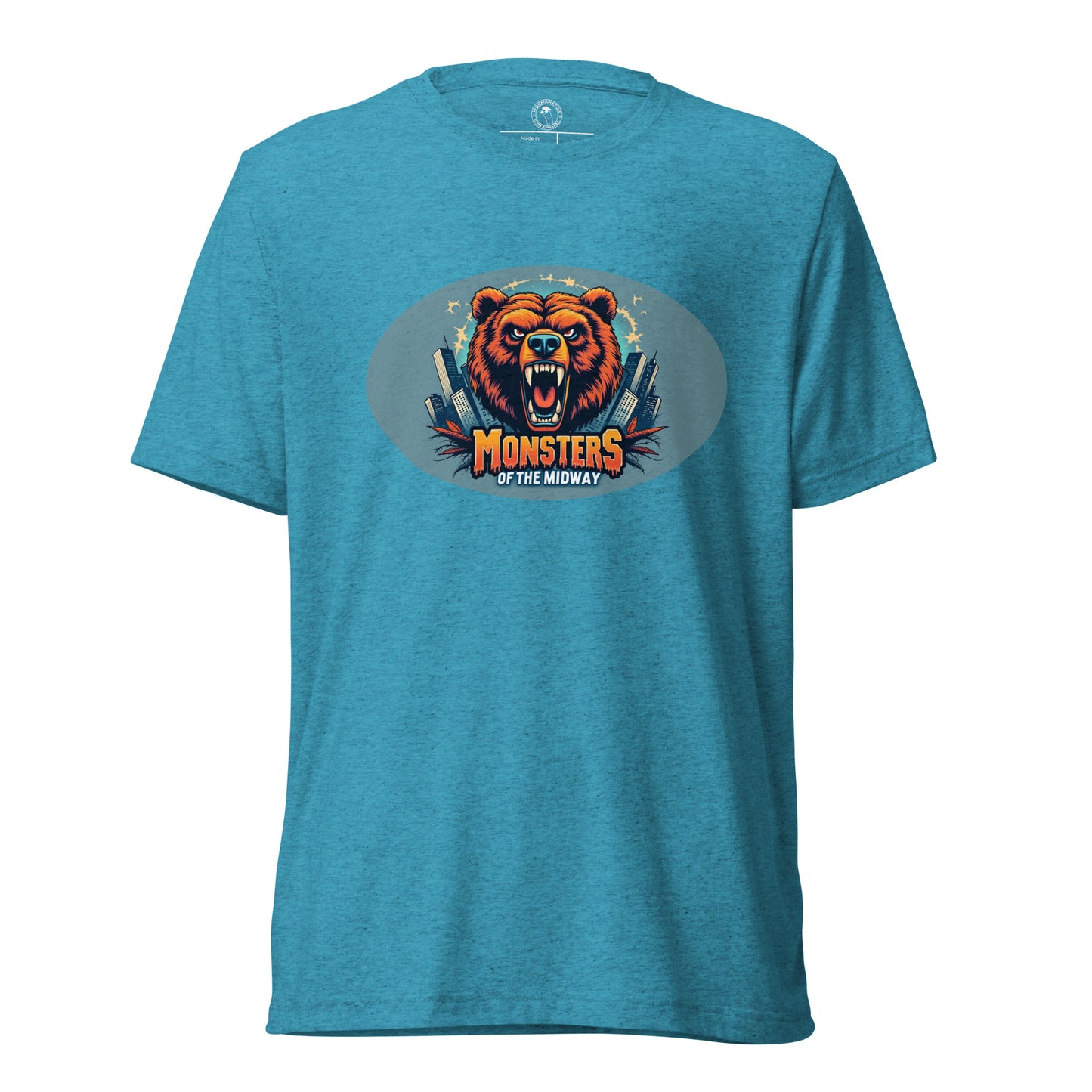 Monsters of the Midway Ambush Chicago Bear Shirt in Aqua Triblend