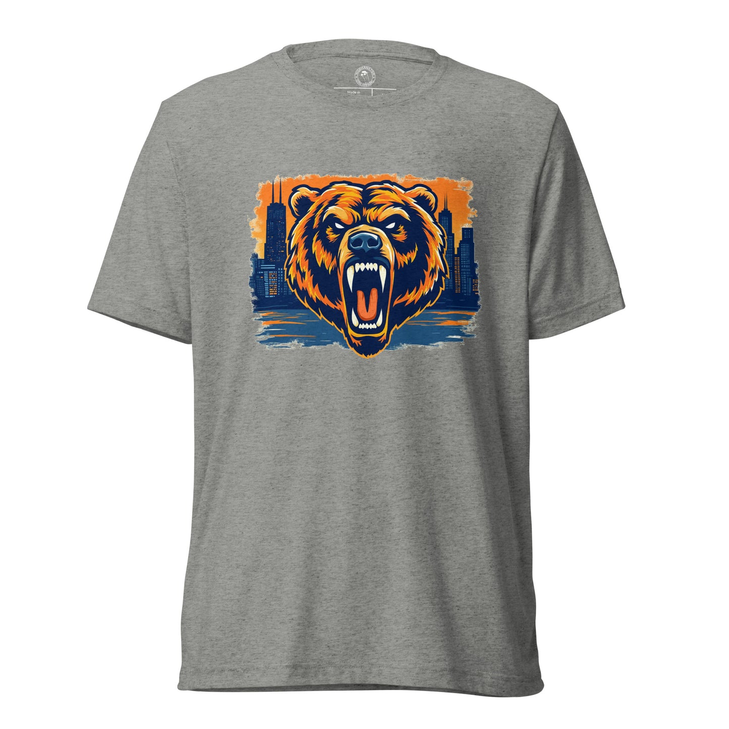 Chi-Town Roaring Grizzly Bear Shirt in Athletic Grey Triblend