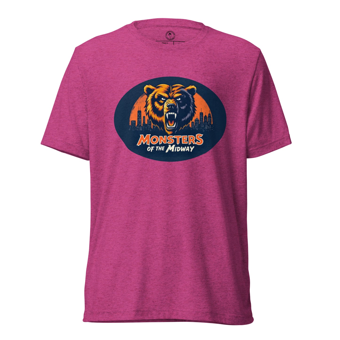 Monsters of the Midway Nightmare Chicago Bear Shirt in Berry Triblend