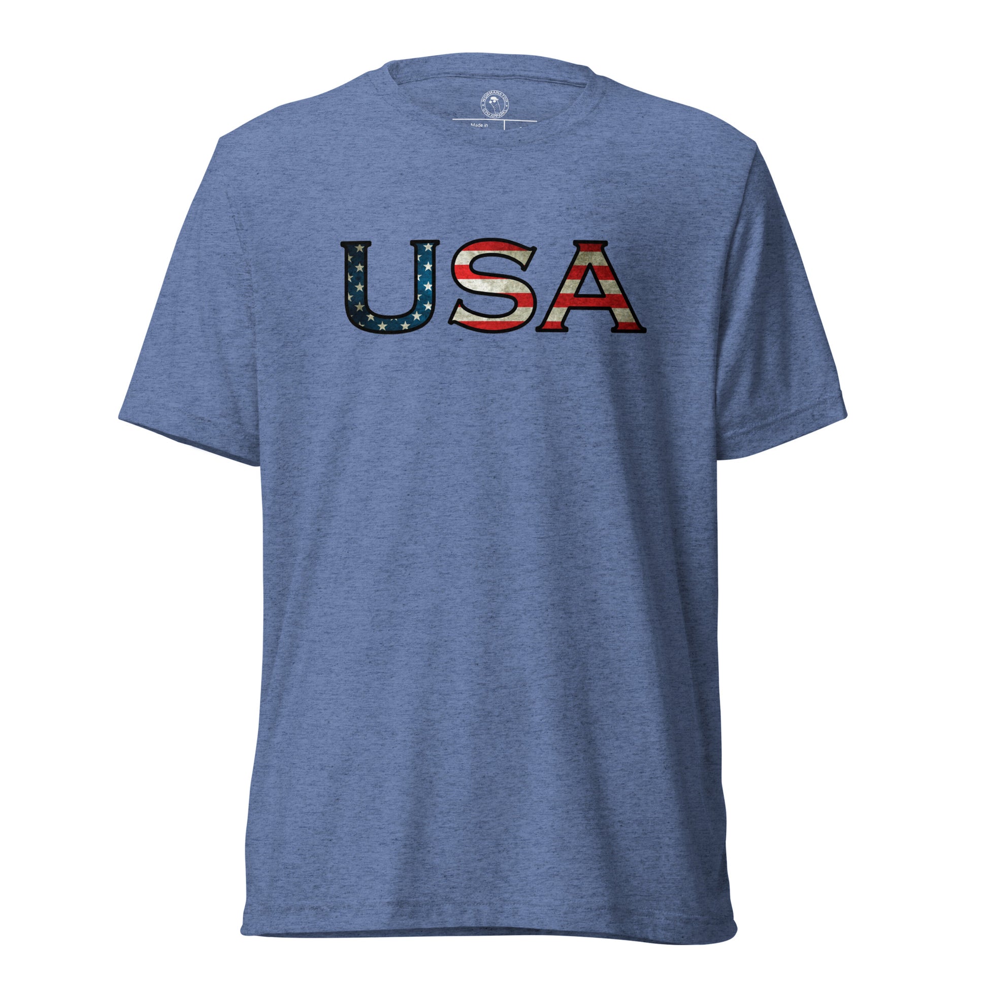 USA T-Shirt in Blue Triblend