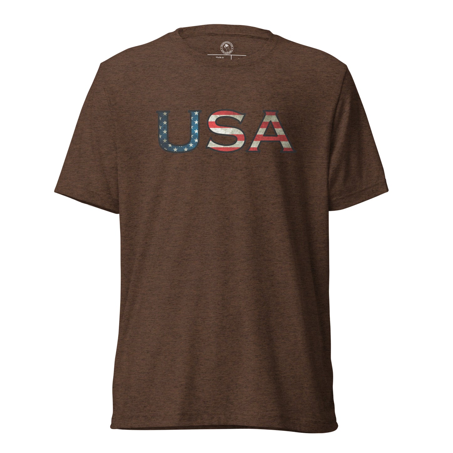 USA T-Shirt in Brown Triblend