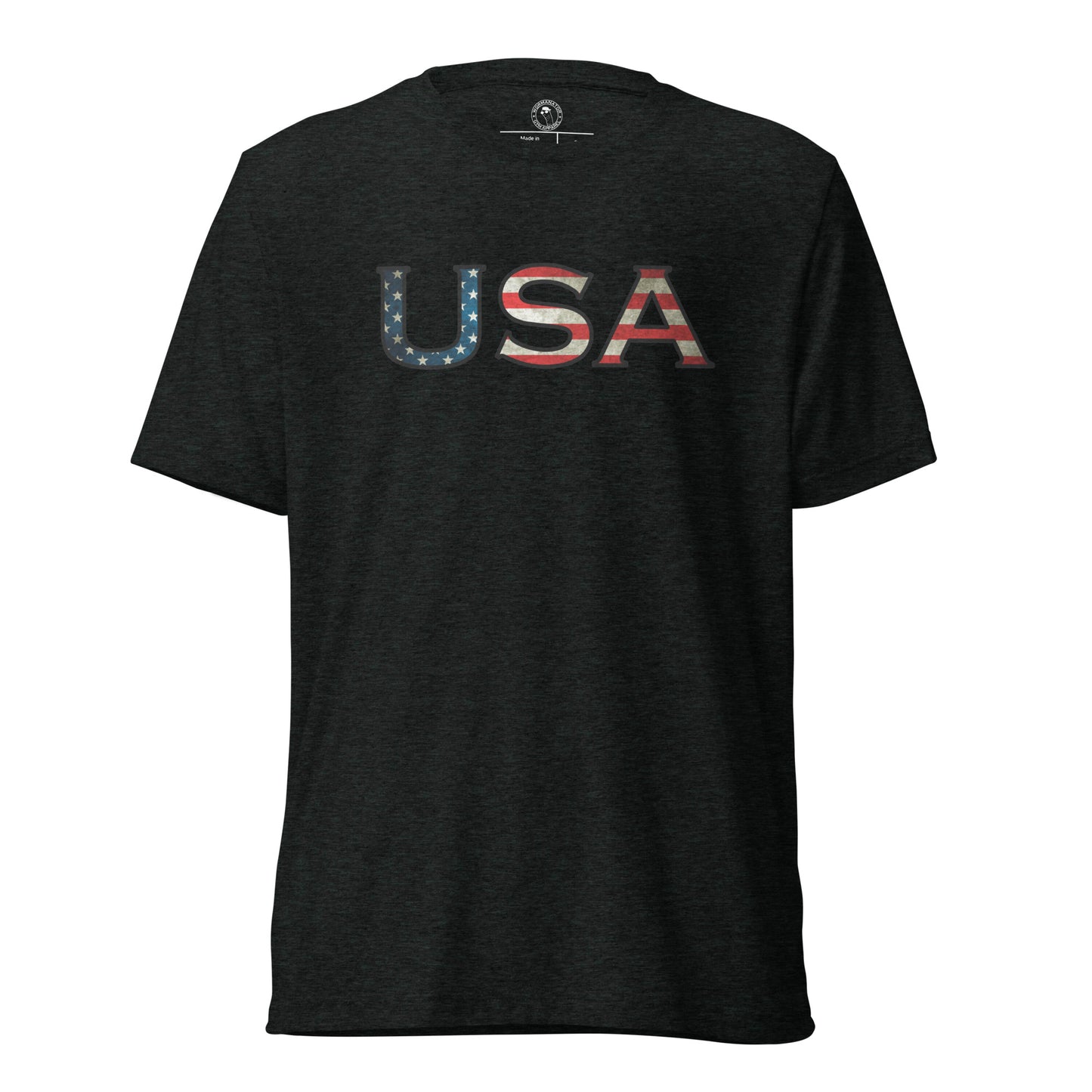 USA T-Shirt in Charcoal Black Triblend