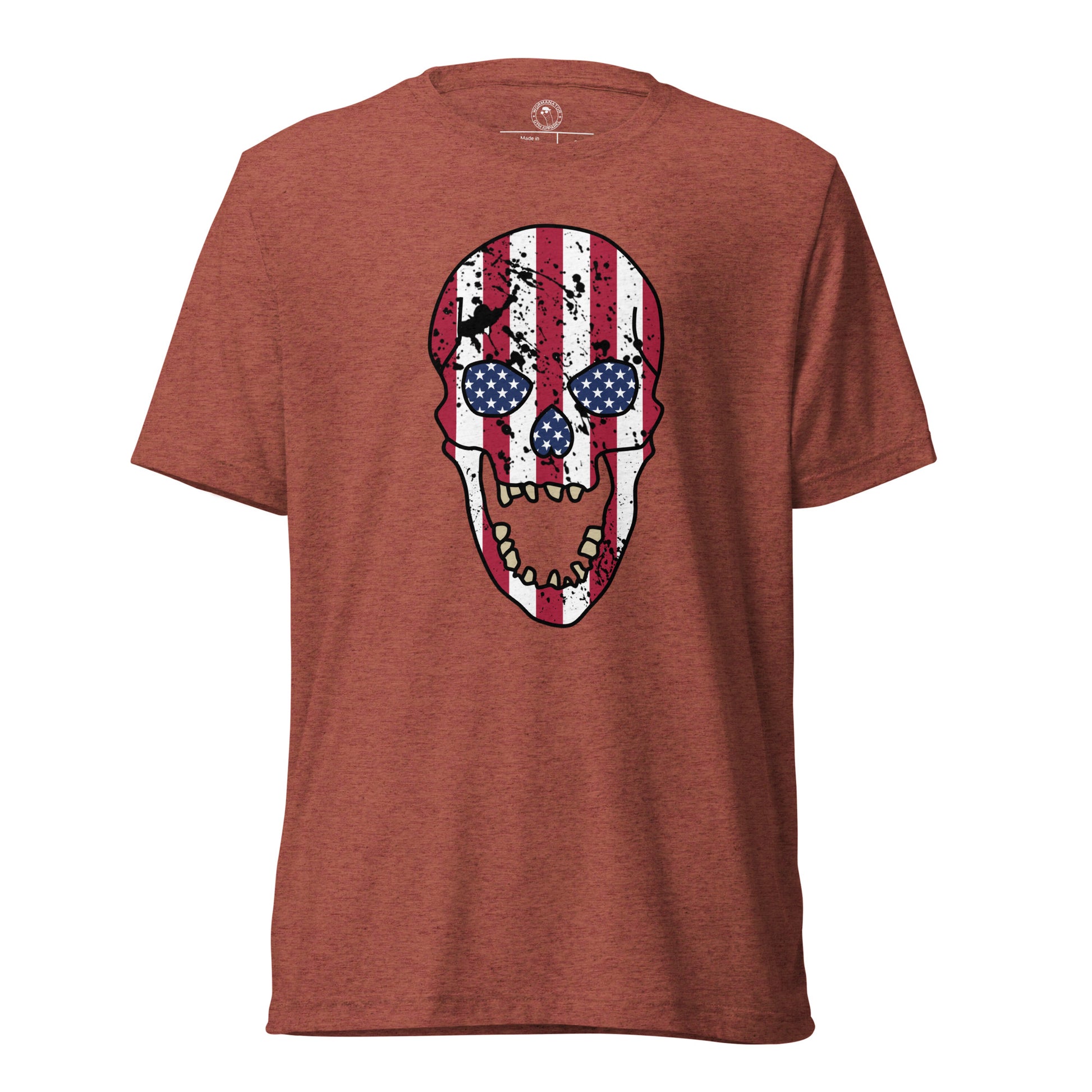 USA Skull Shirt - American Flag Punisher - Clay Triblend