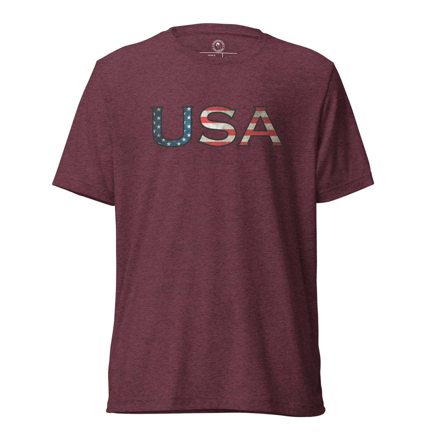 USA T-Shirt in Maroon Triblend