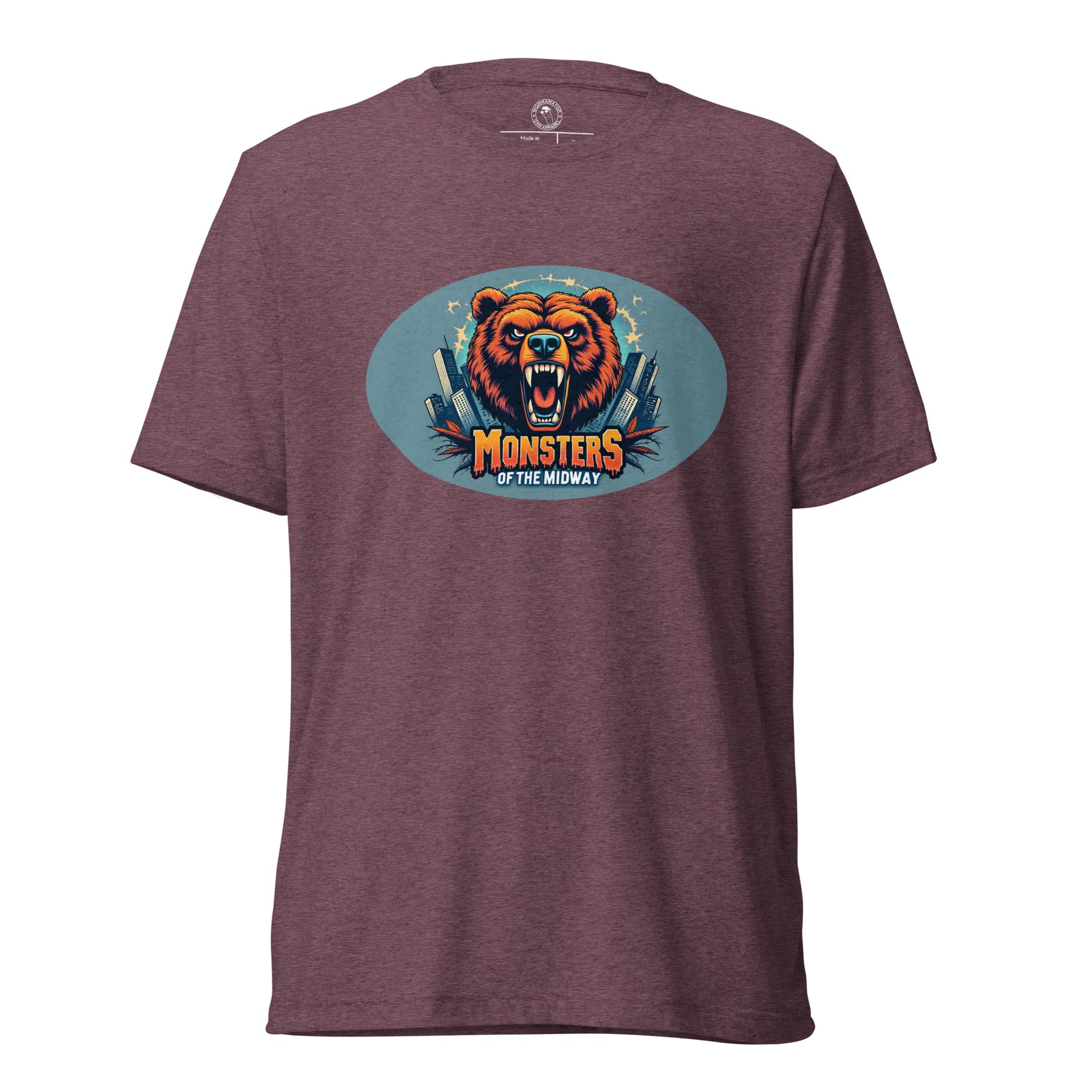 Monsters of the Midway Ambush Chicago Bear Shirt in Maroon Triblend