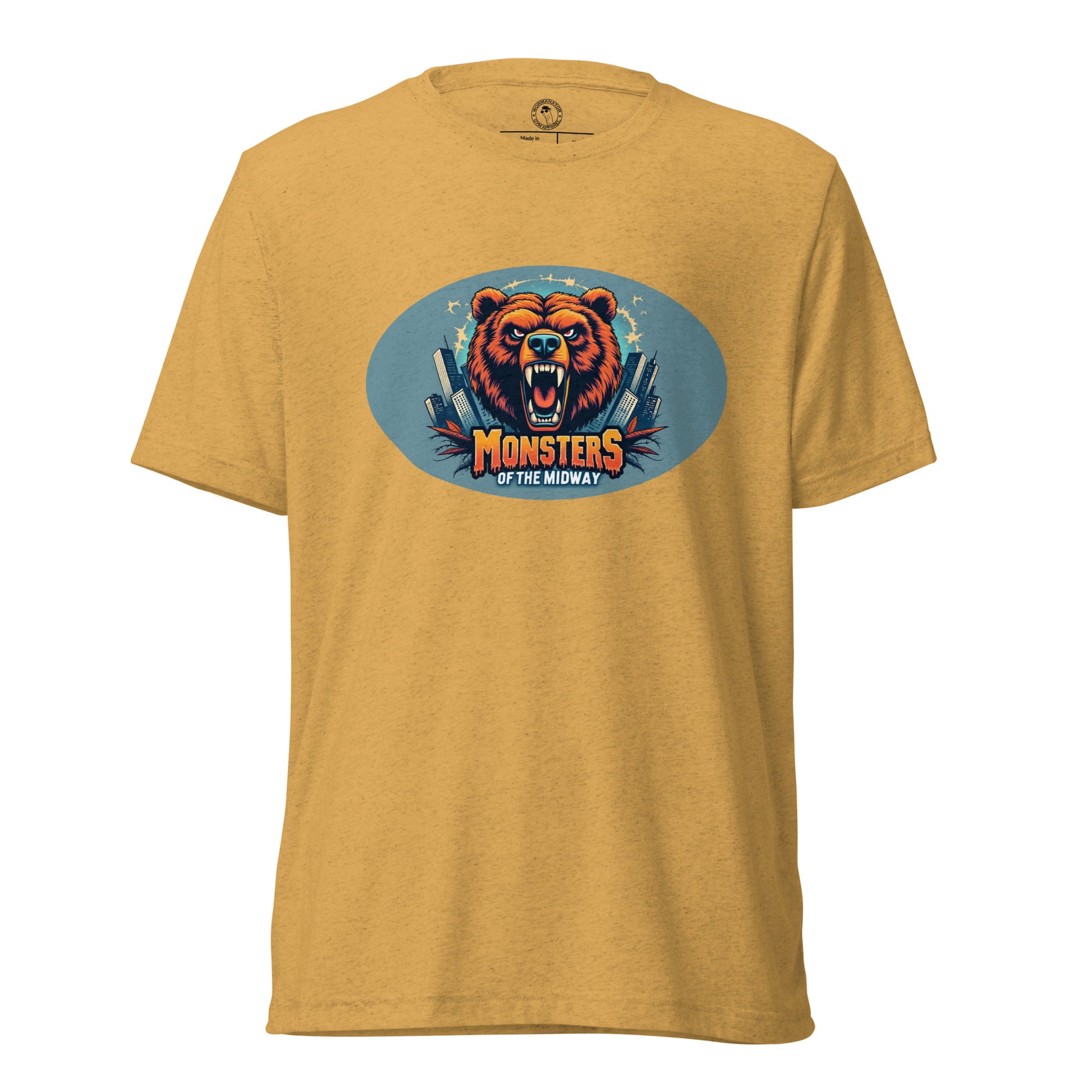 Monsters of the Midway Ambush Chicago Bear Shirt in Mustard Triblend