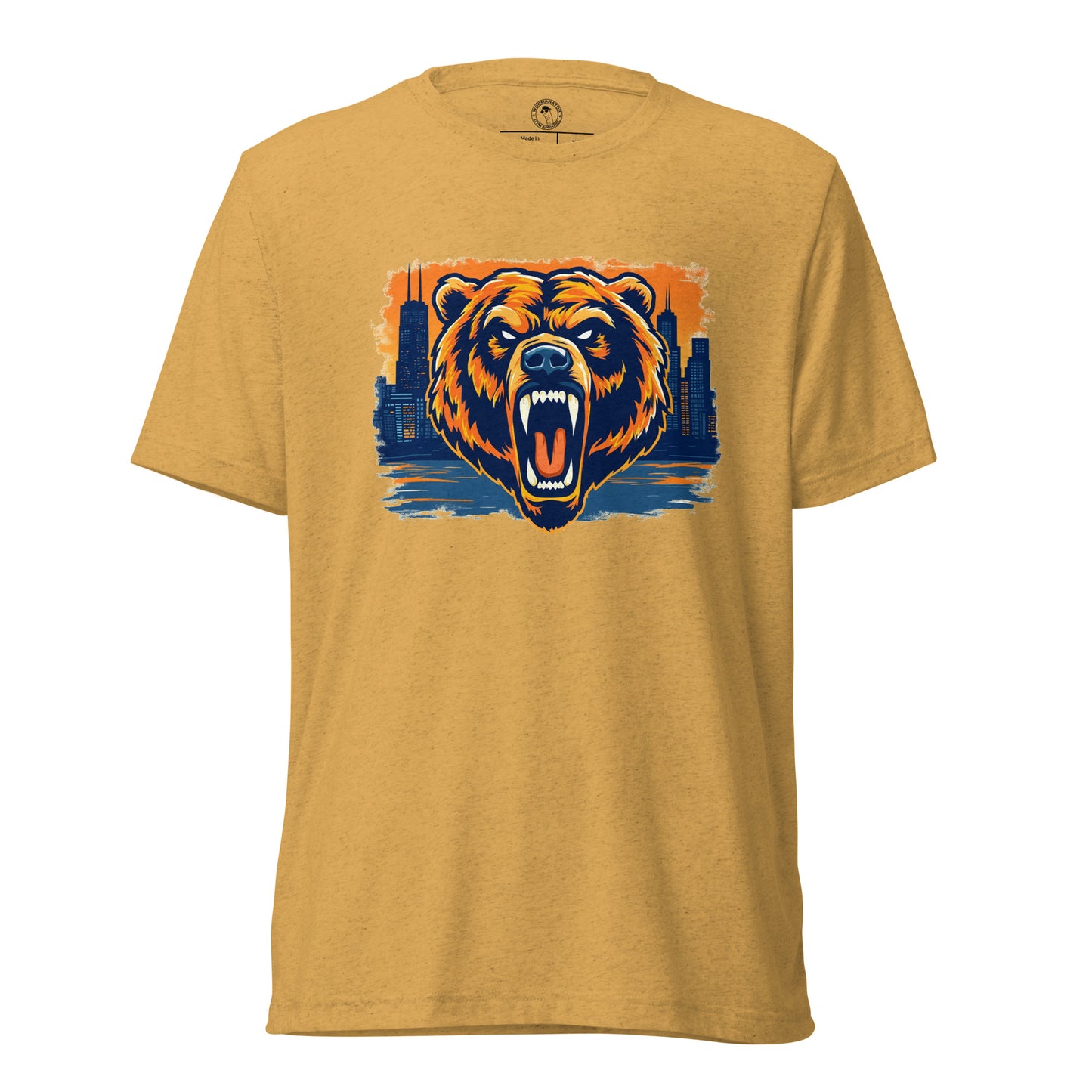 Chi-Town Roaring Grizzly Bear Shirt in Mustard Triblend