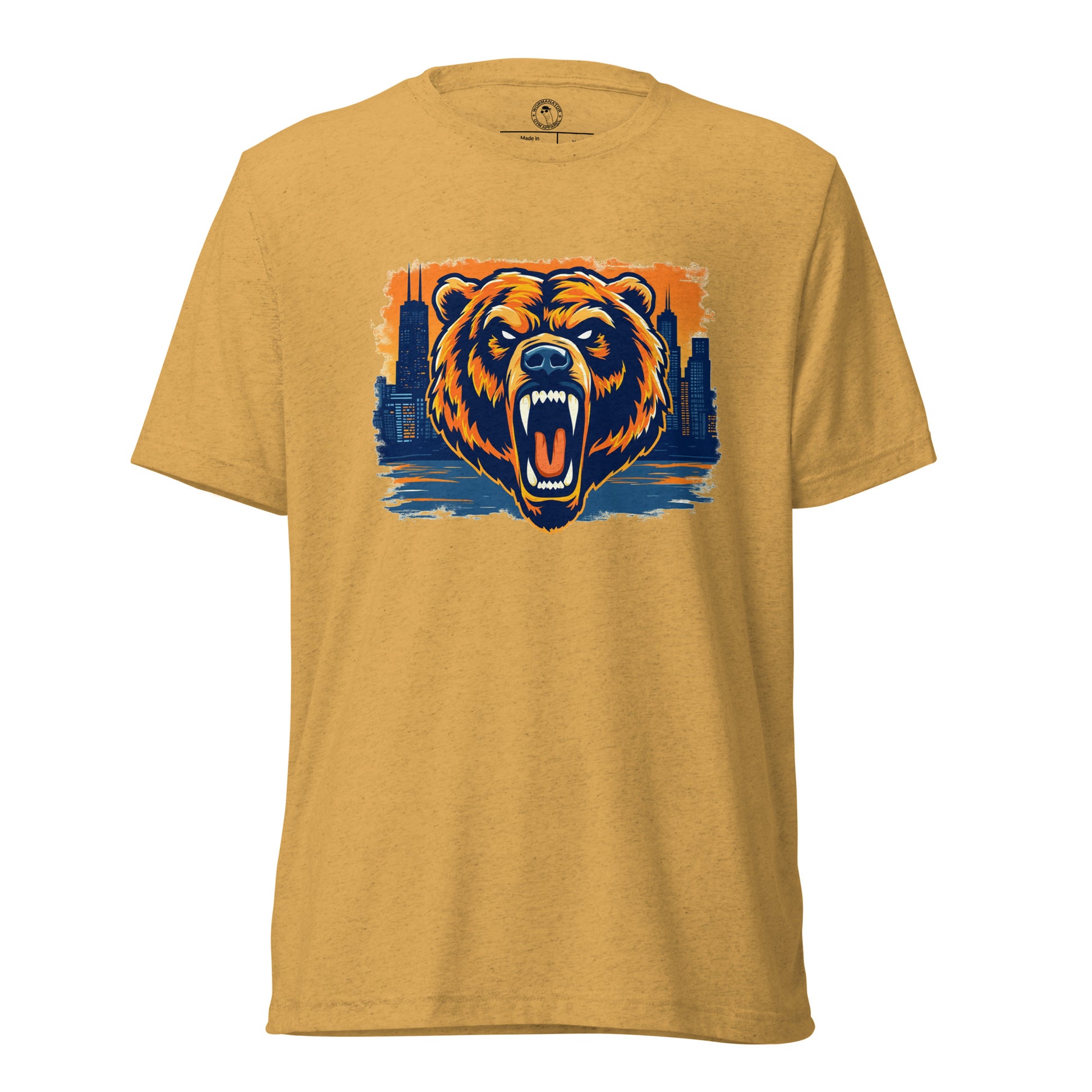 Chi-Town Roaring Grizzly Bear Shirt in Mustard Triblend