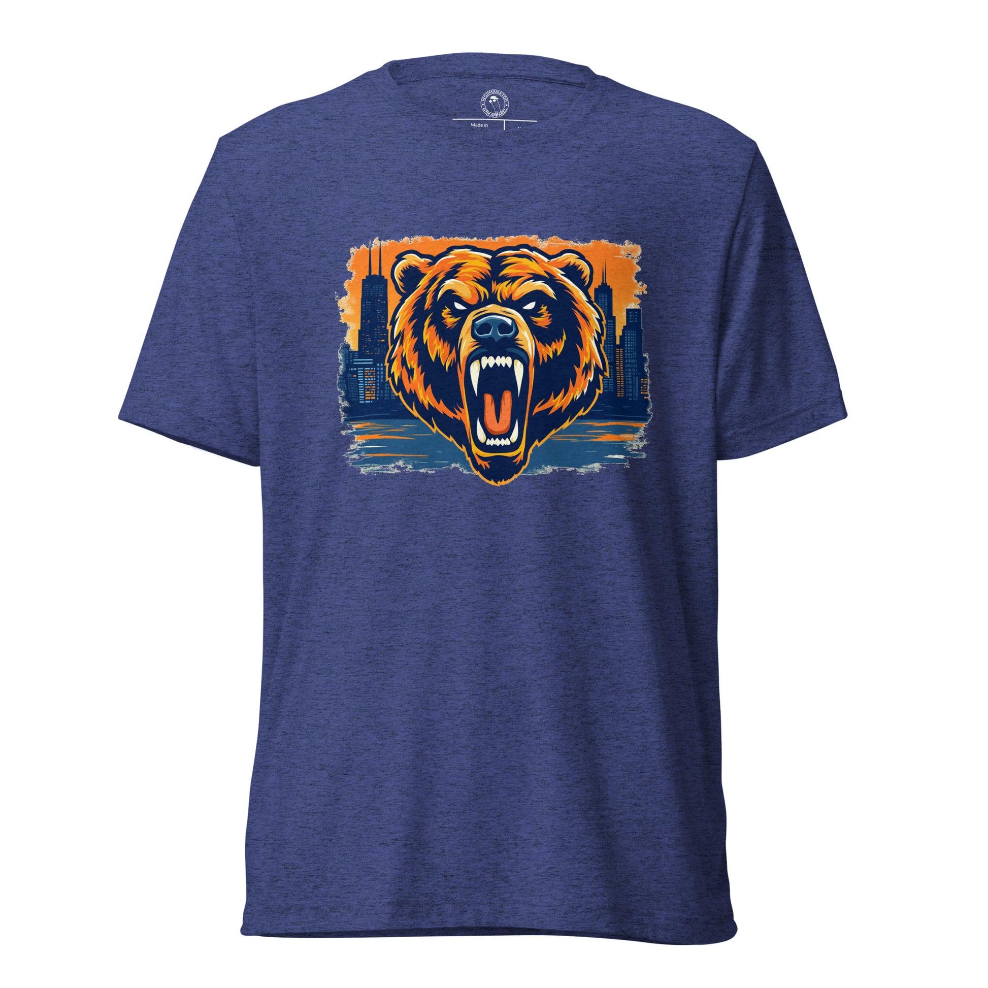 Chi-Town Roaring Grizzly Bear Shirt in Navy Triblend