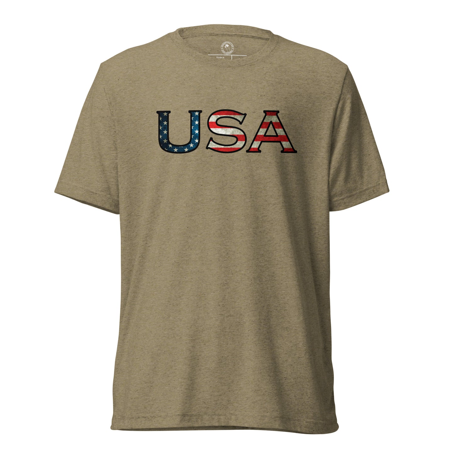 USA T-Shirt in Olive Triblend