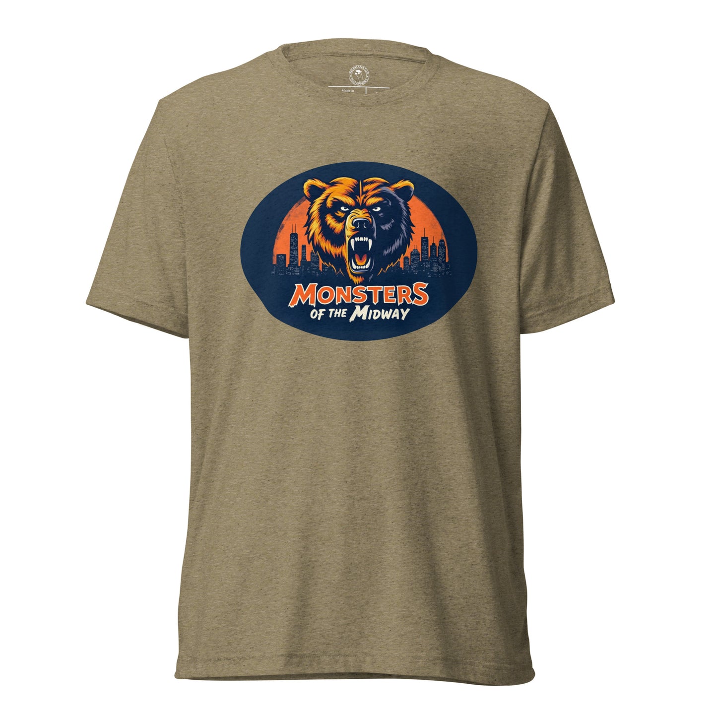 Monsters of the Midway Nightmare Chicago Bear Shirt in Olive Triblend