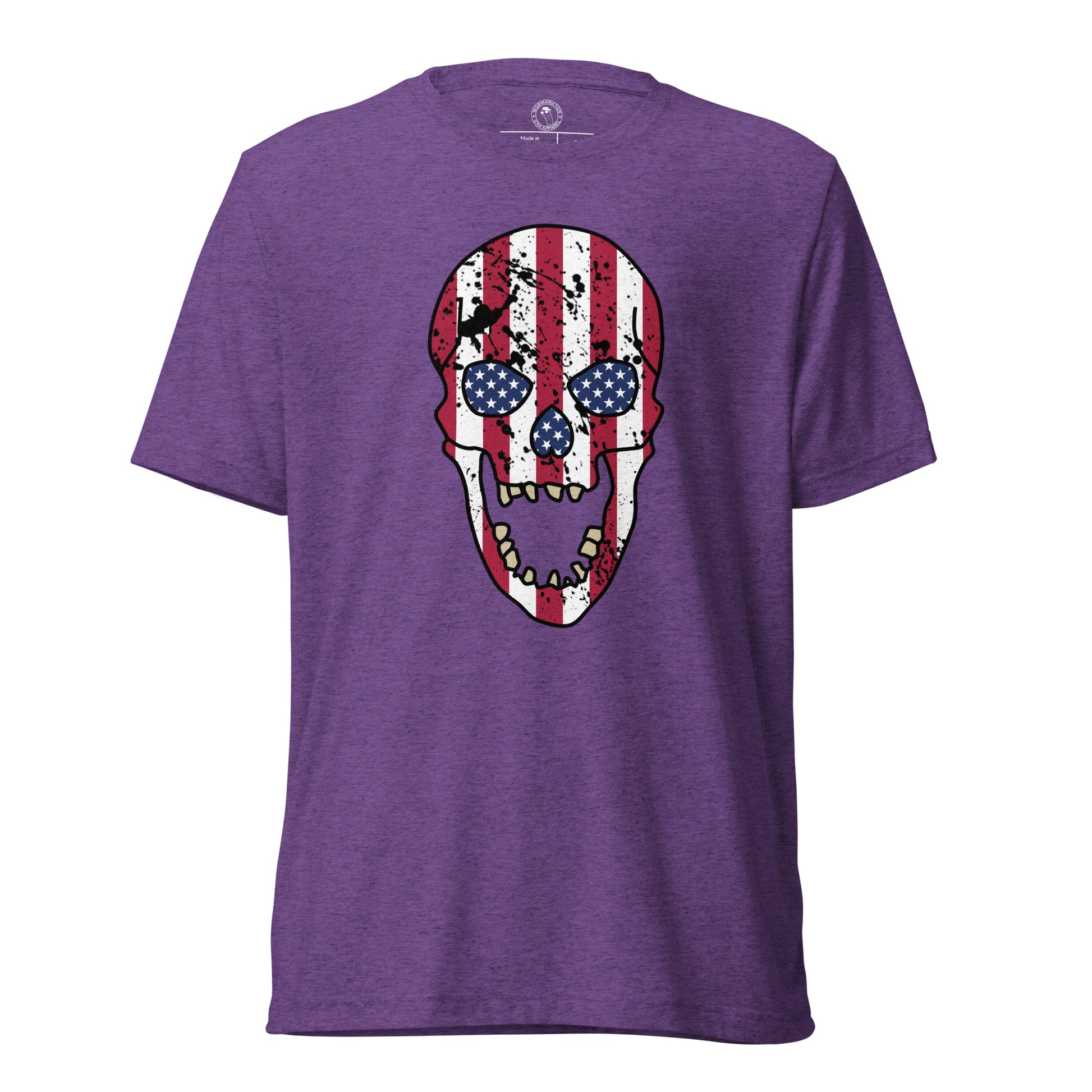 USA Skull Shirt - American Flag Punisher - Purple Triblend