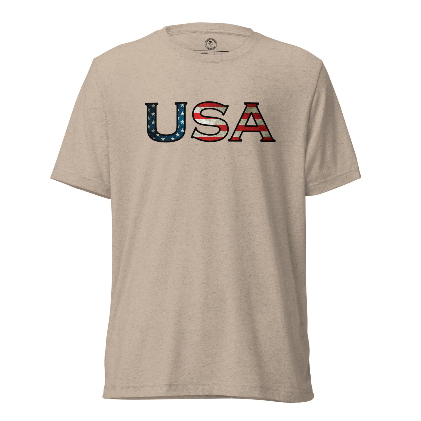 USA T-Shirt in Tan Triblend