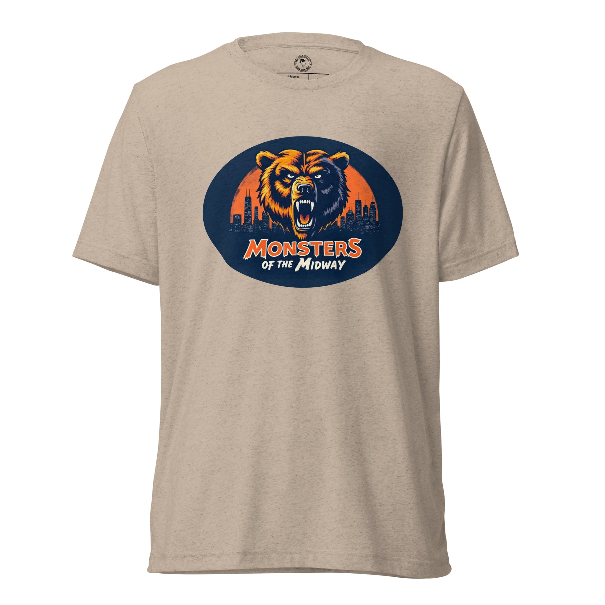 Monsters of the Midway Nightmare Chicago Bear Shirt in Tan Triblend