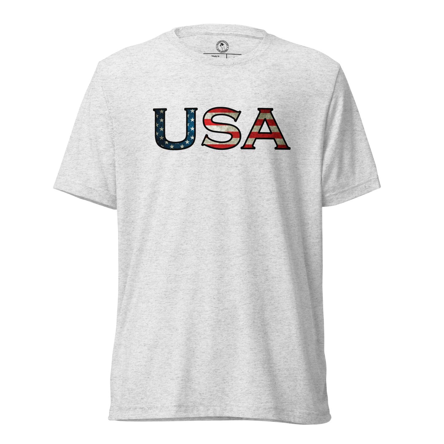 USA T-Shirt in White Fleck Triblend