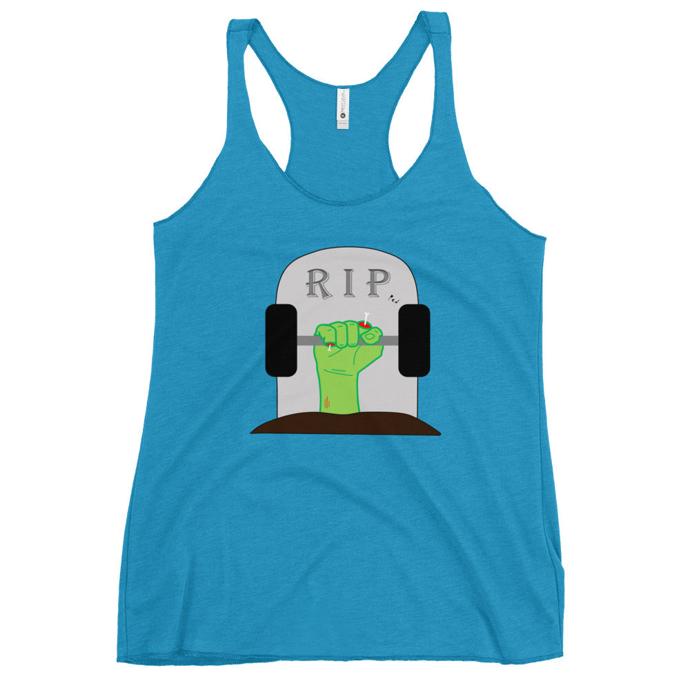 Women's RIPped Zombie Racerback Tank in Vintage Turquoise