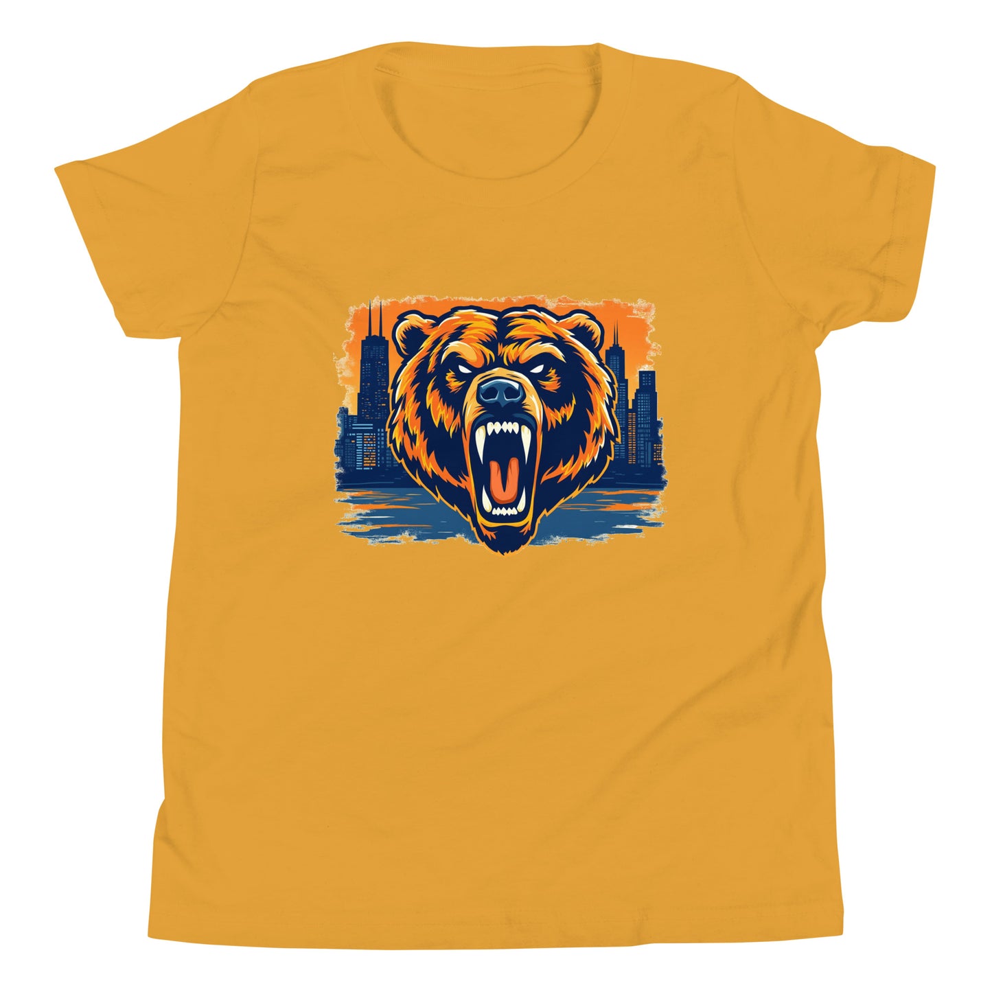 Chi-Town Roaring Grizzly Bear Children's T-Shirt in Mustard