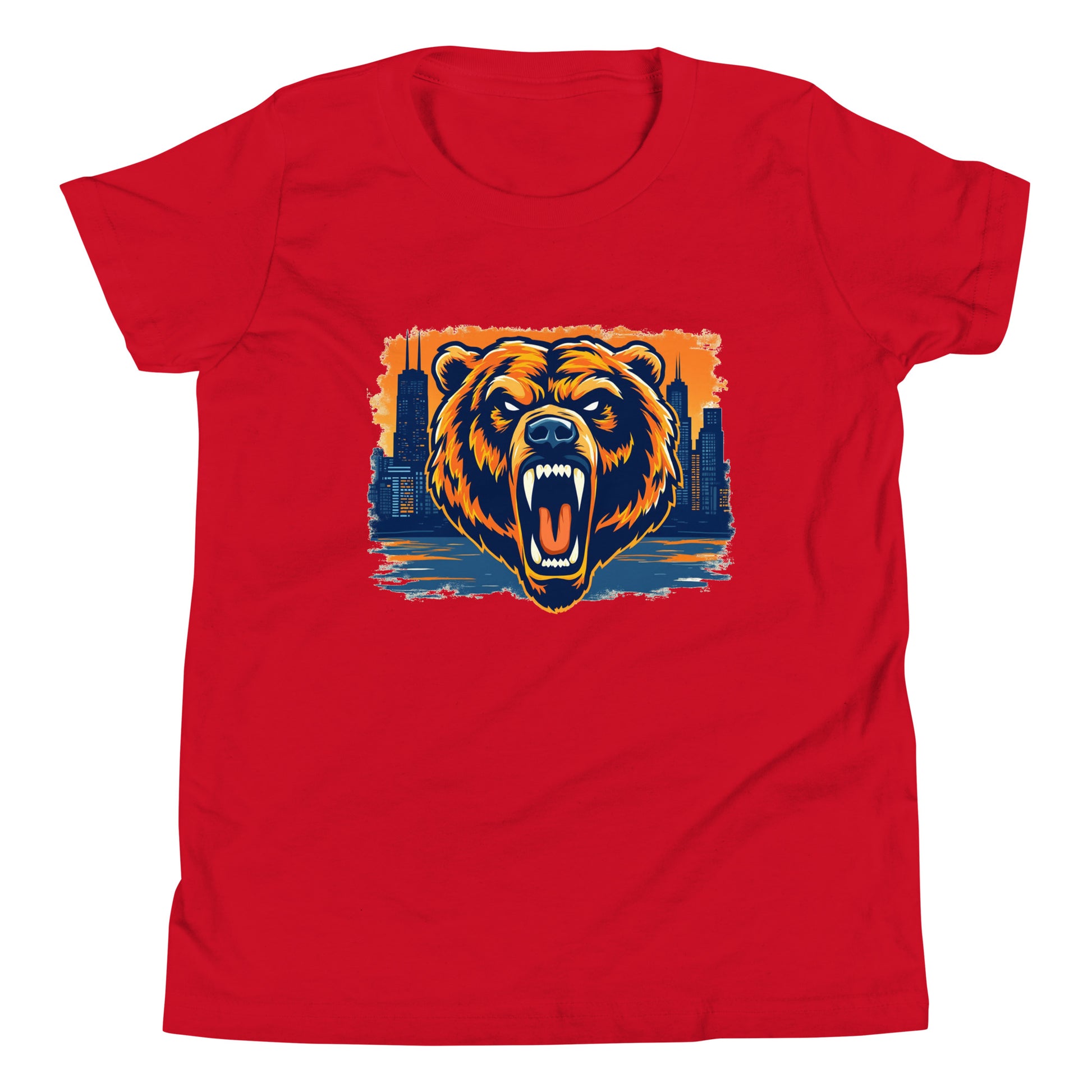 Chi-Town Roaring Grizzly Bear Children's T-Shirt in Red