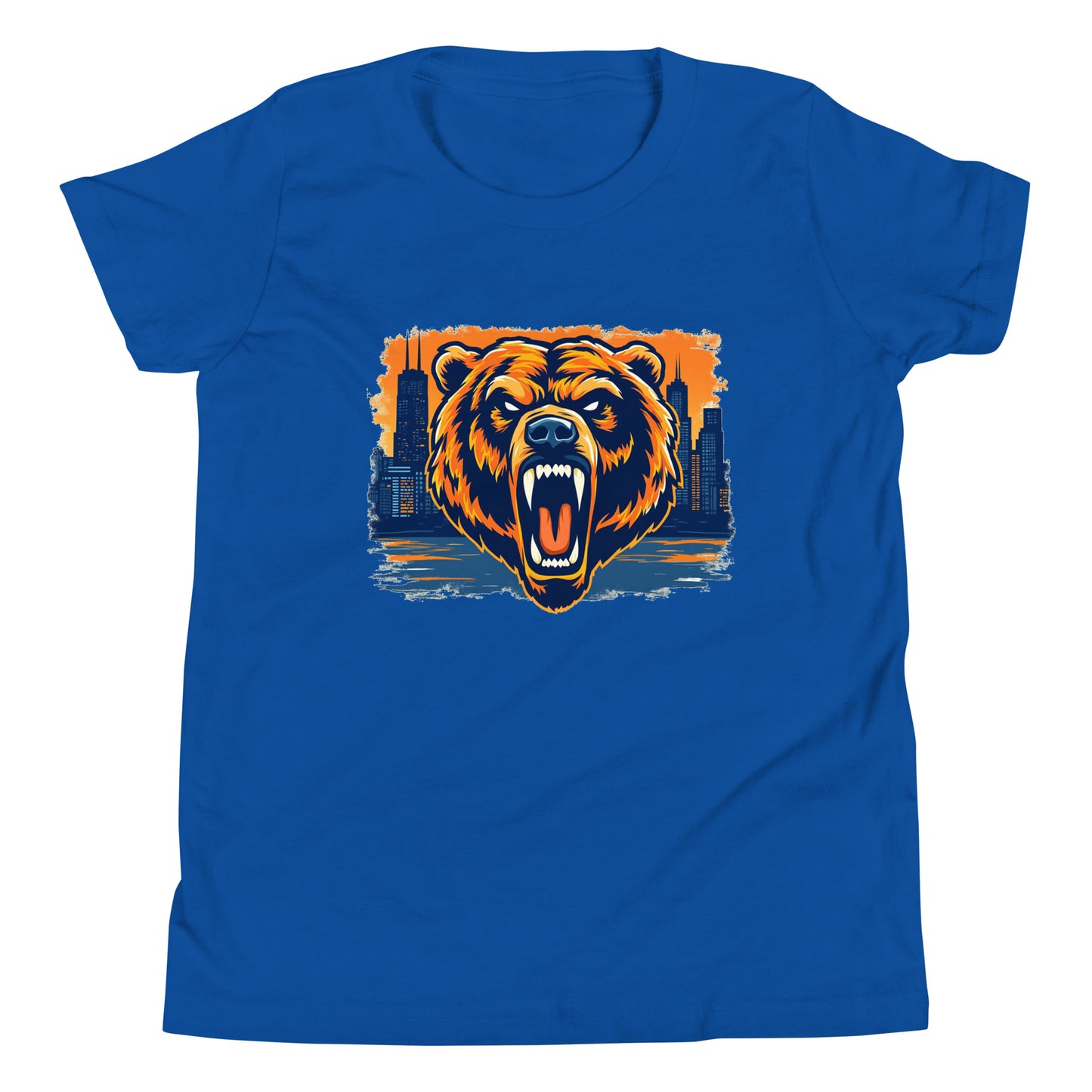 Chi-Town Roaring Grizzly Bear Children's T-Shirt in True Royal