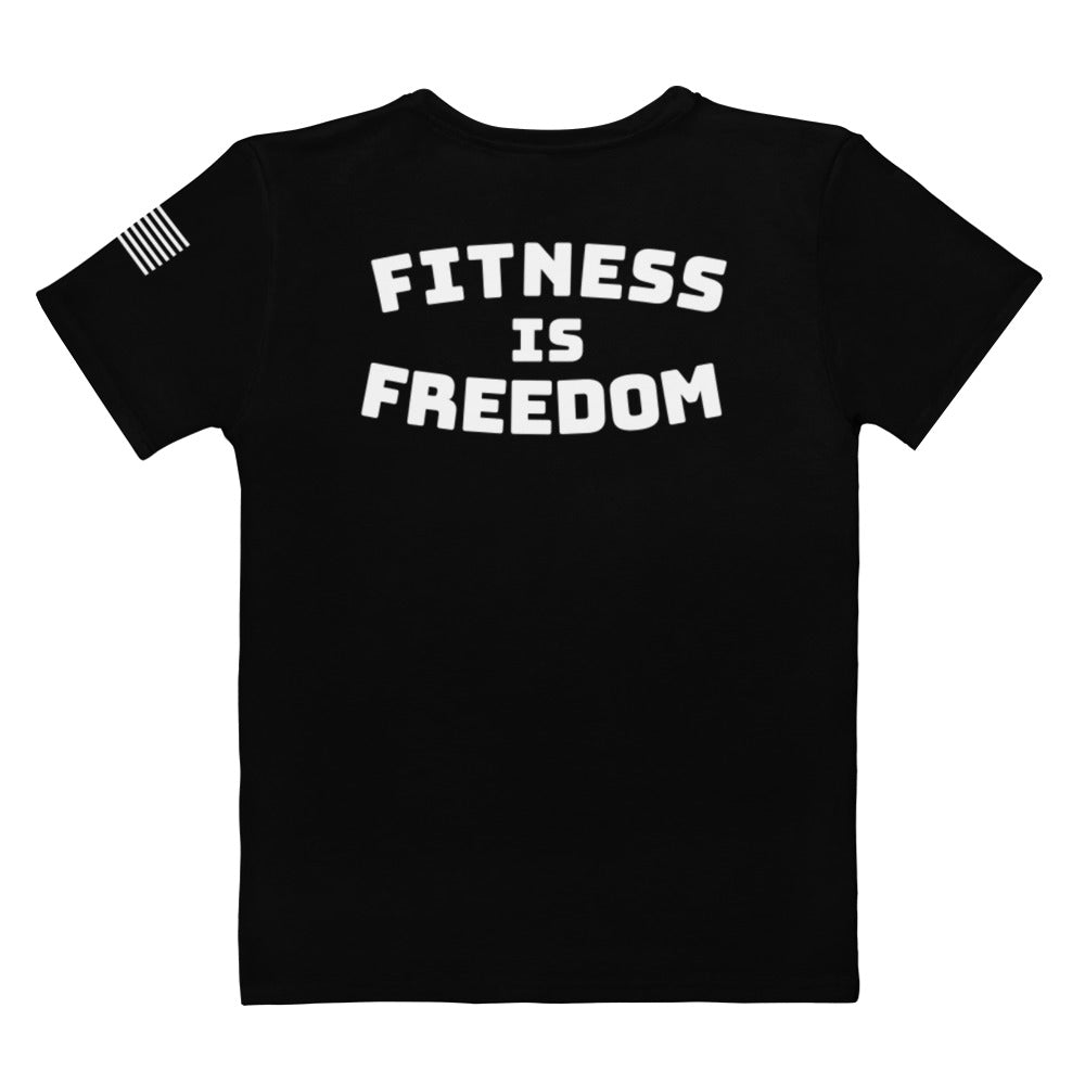Women's Fitness is Freedom Shirt - Black and White - Back