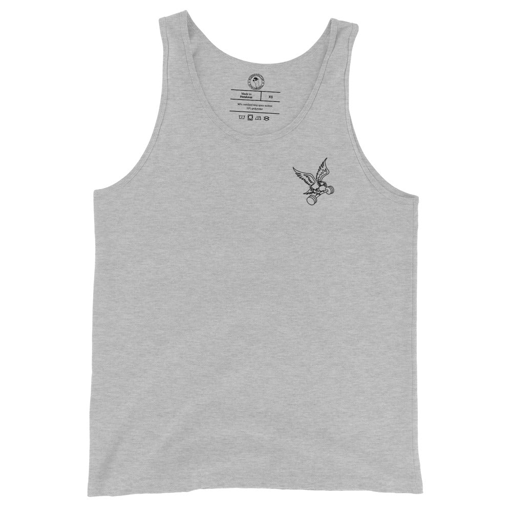 Barbell Eagle Tank Top - Left Chest - in Athletic Heather