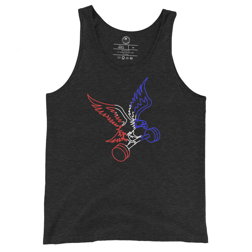 Men's Barbell Eagle Tank Top in Charcoal Black Triblend
