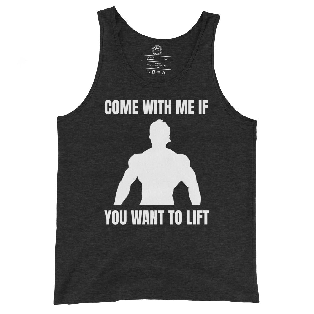 Come with Me if You Want to Lift Tank Top in Charcoal Black