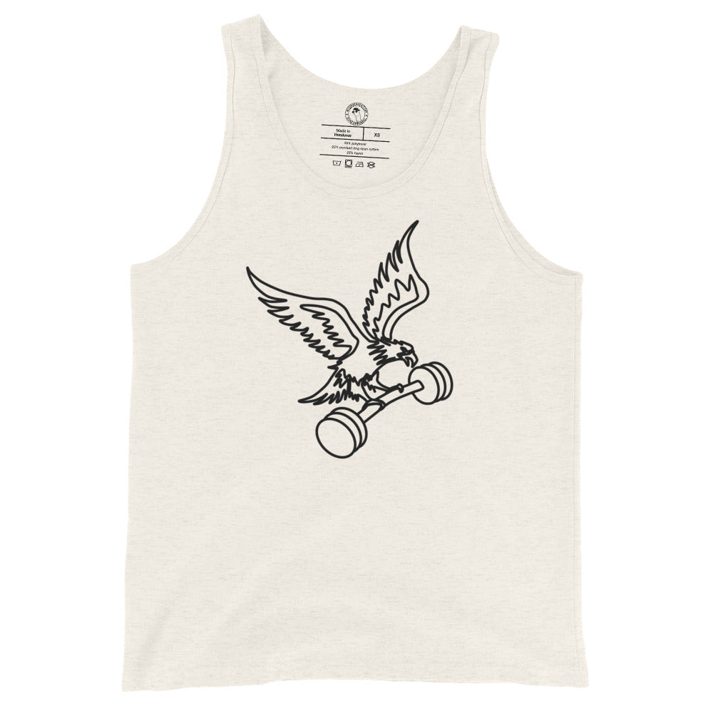 Men's Barbell Eagle Tank Top in Oatmeal Triblend