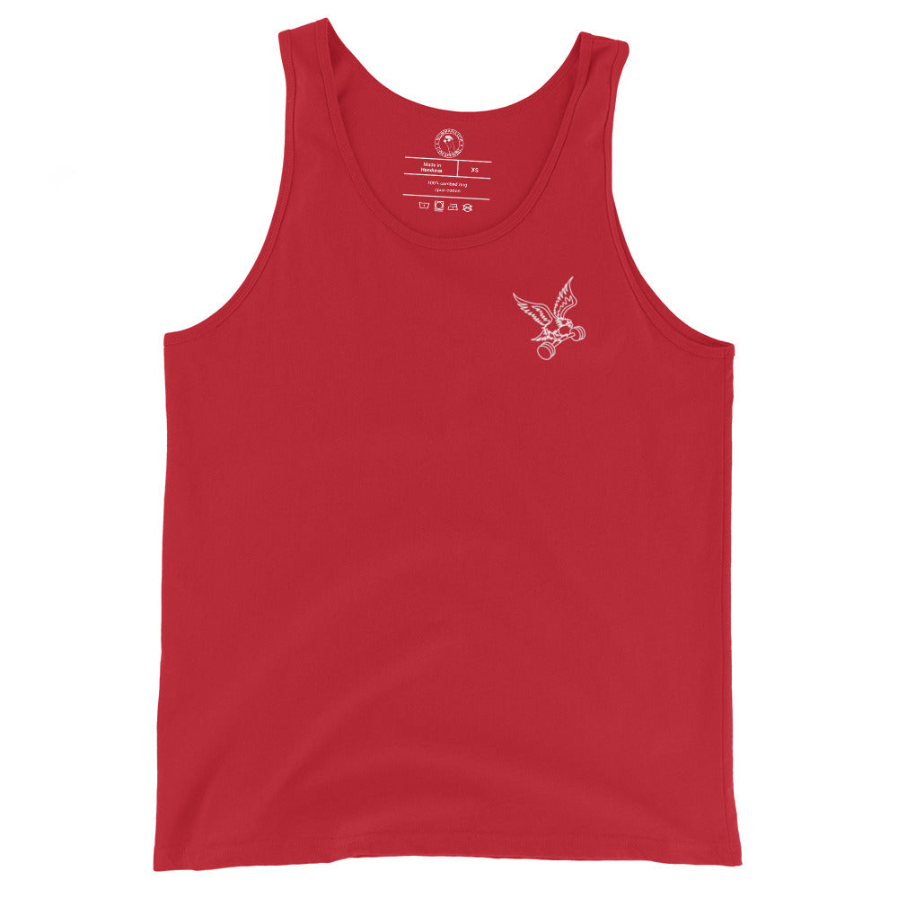 Barbell Eagle Tank Top - Left Chest - in Red